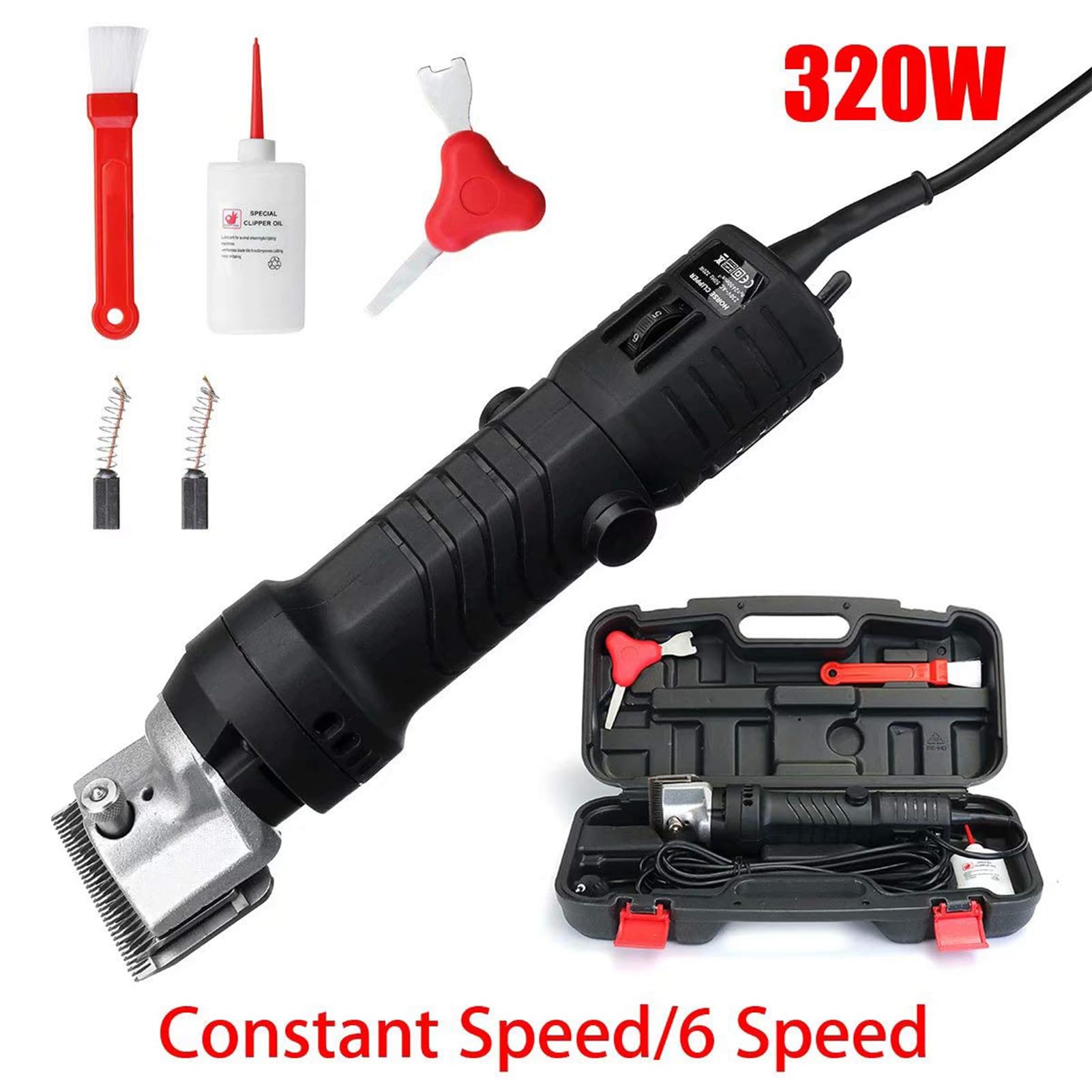 Cortadora Eléctrica para Caballos 690W Cortadora Profesional para Caballos con Ajuste de 6 Velocidades Ancho de Cuchilla 75 mm 2400 rpm Esquiladora Eléctrica para Ganado para Llamas Vacas Red