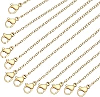 Vista 1 de Cadena de acero inoxidable para fabricación de joyas: cadenas de collar LUCKYPADS a granel de 0.059 in chapadas en oro, cadenas finas chapadas