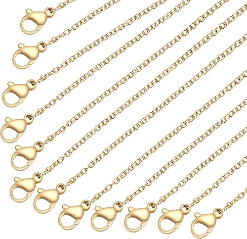 Cadena de acero inoxidable para fabricación de joyas cadenas de collar LUCKYPADS a granel de 0.059 in chapadas en oro, cadenas finas 20 unidades de