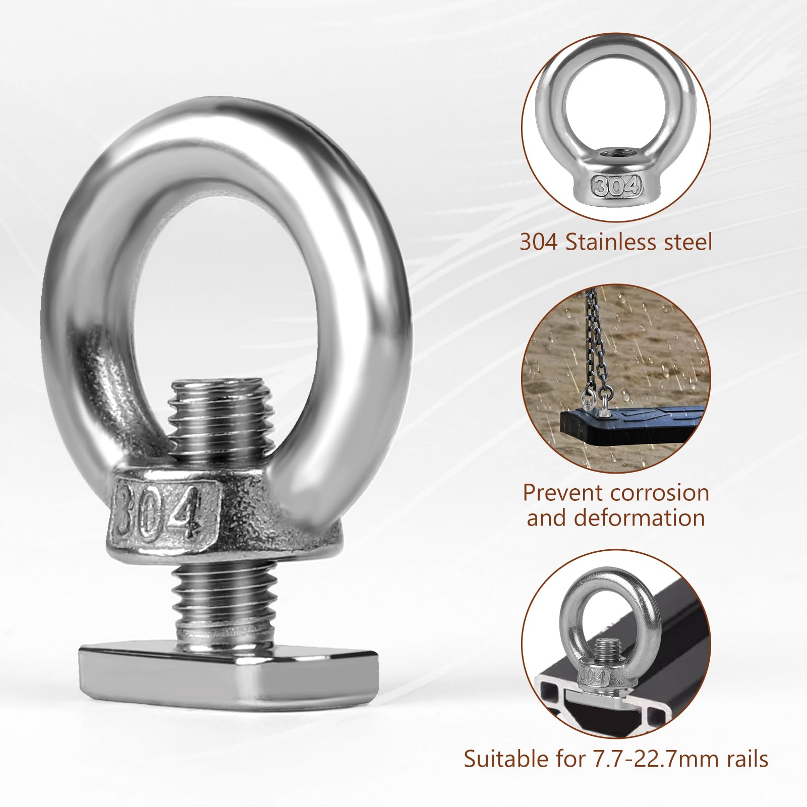 EXLECO 10 Piezas Tuerca de Anillo M8*25mm Tornillo de Ojo de Elevación Acero Inoxidable Hembra Sujetador de Tuerca con Anilla Roscada
