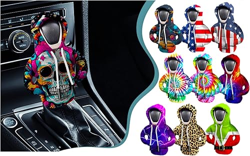 Miniatura 2 de XWQWD 2 fundas para palanca de cambios de automóvil, divertida funda para pomo de palanca de cambios, sudadera con capucha para decoraciones y