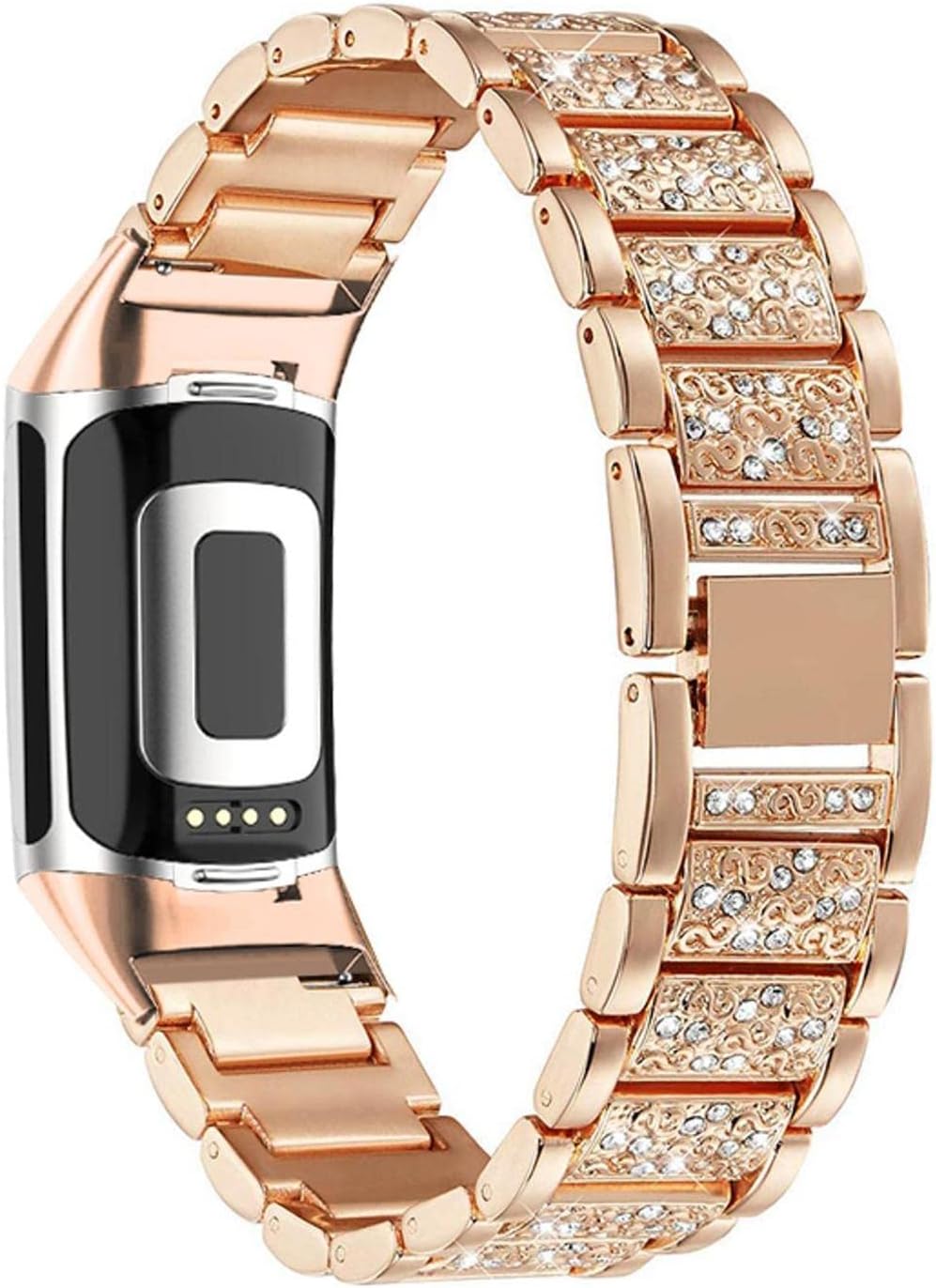 Abanen Bling Crystal Bands for Fitbit Charge 5 / Charge 6, Alloy Metal Bands Adjustable Women Wristbands Strap for Fitbit Charge 5