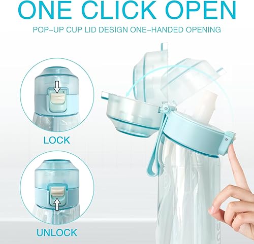 Miniatura 4 de Botella de agua de aire, botella de agua con aroma de 22.0 fl oz con aroma a agua de aire, taza de agua deportiva a prueba de fugas con popote,