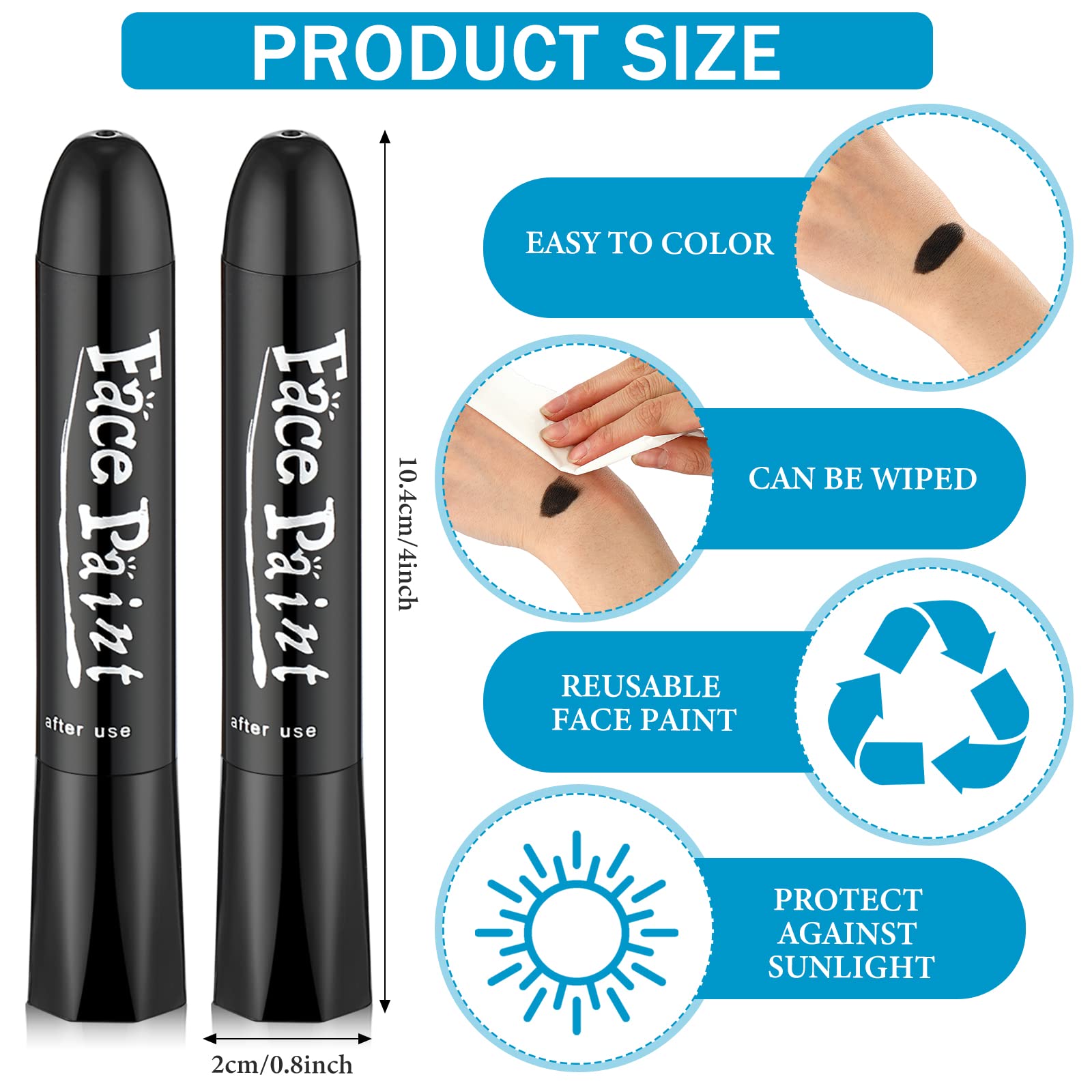 Leitee 6 Pcs Sports Eye Stick Football Stick Face Paint Glare Reducing Black Face Paint for Body Lacrosse Hockey Softball Baseball Sports Accessories