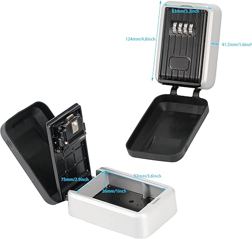 Miniatura 5 de BenRich Caja de seguridad con llave reiniciable, combinación de 4 dígitos, caja de bloqueo de llave para exteriores, caja de seguridad para