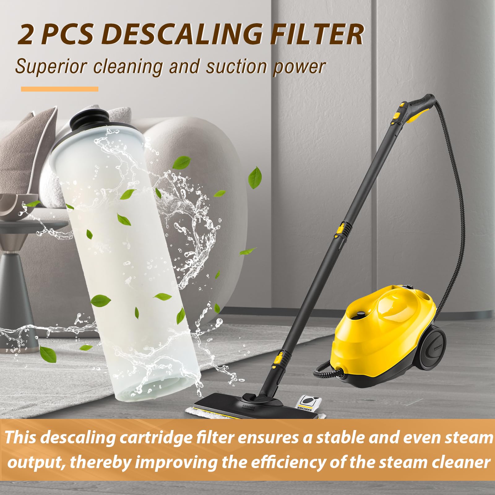 Juego de 2 Filtros Descalcificadores para Karcher SC3, Kit de Accesorios para Limpiador a Vapor (Blanco)