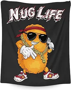 Mercuryelf Chicken Nugget Blanket - Soft, Fuzzy & Warm - 50x60 Inches Flannel Throw Blankets for Living Room, Sofa - Black Funny Throws Gift for Teens