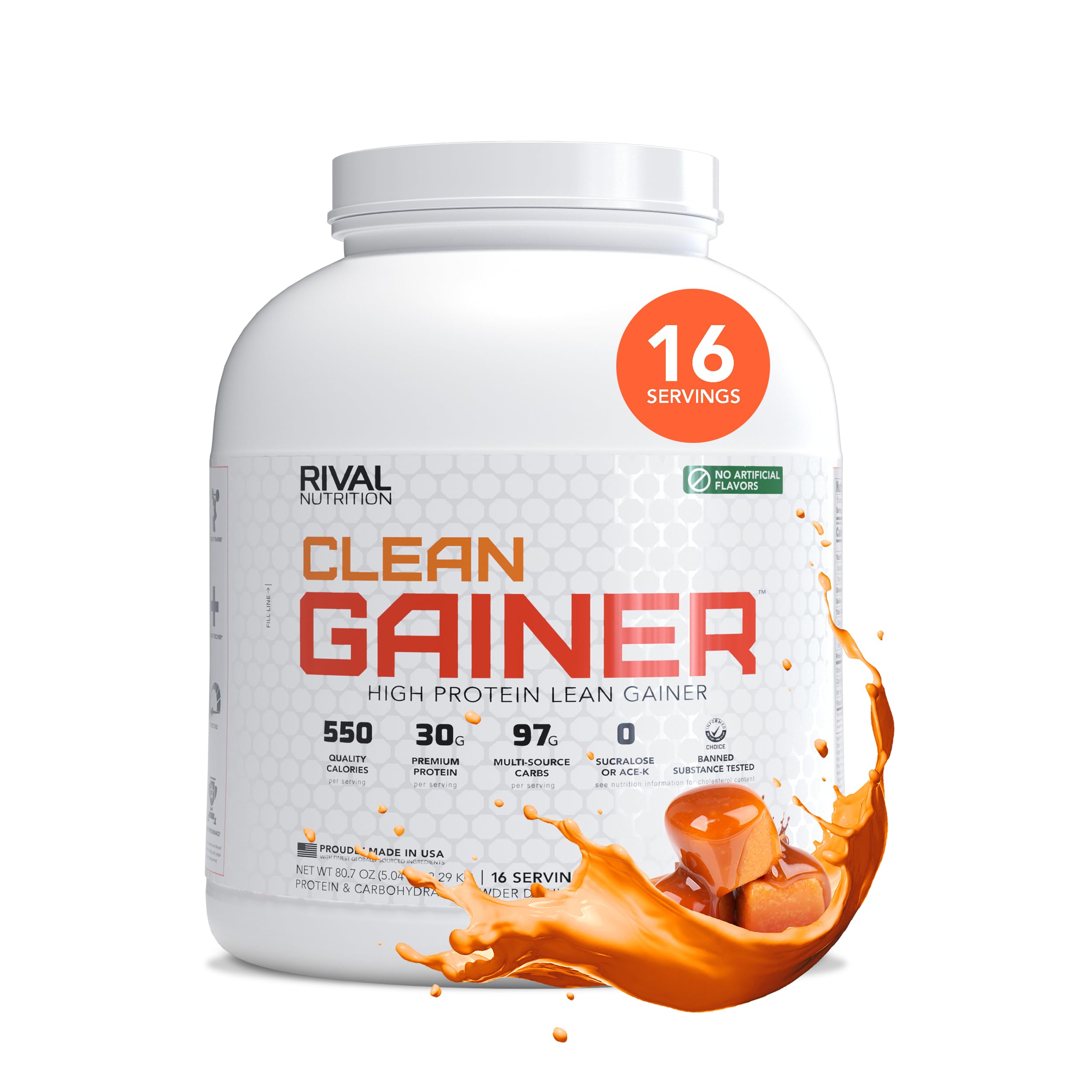 Rival Nutrition Clean Gainer Protein Powder (Salted Caramel, 5 lb)
