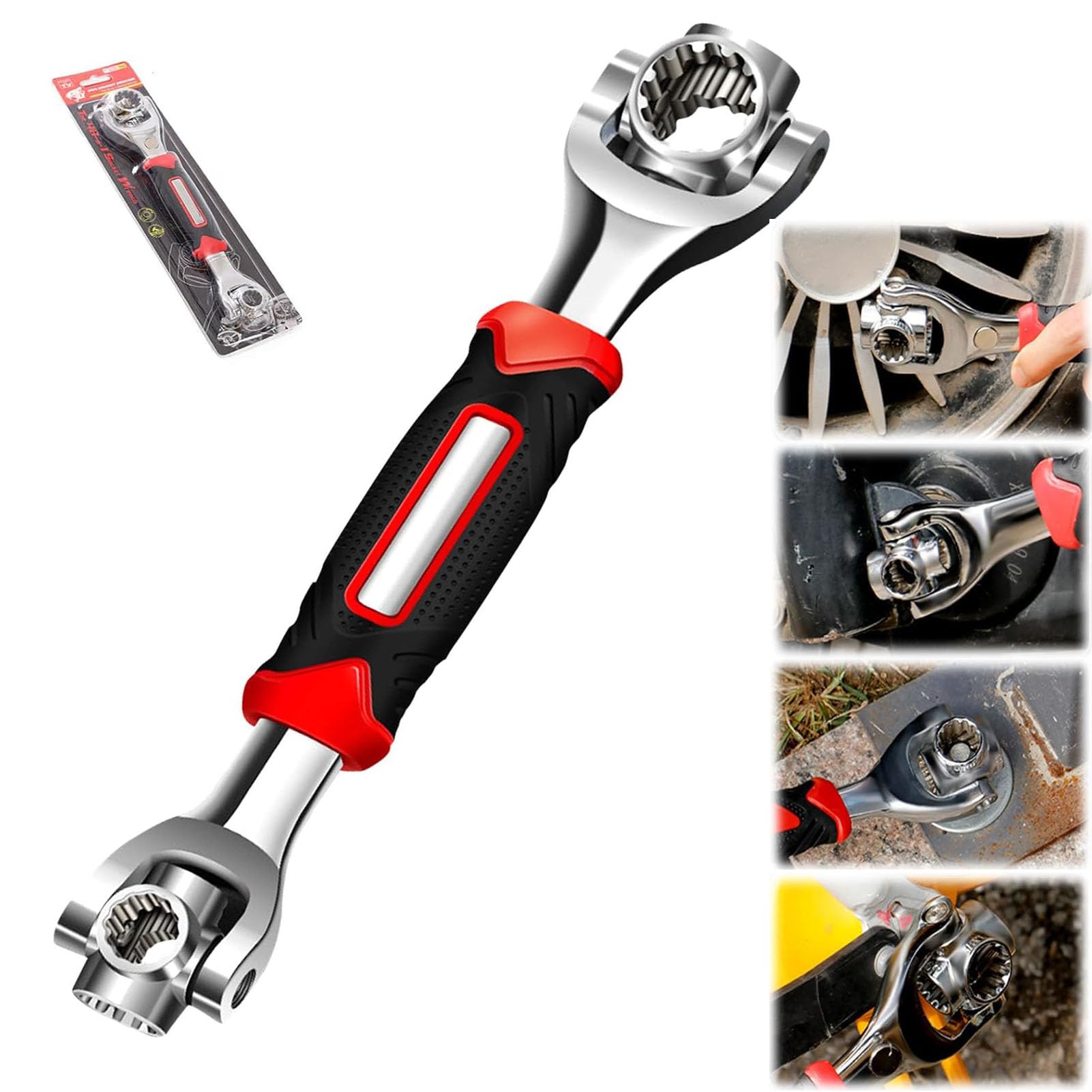 Shienus Universal Socket Wrench, 52 in 1 Wrench 360 Degree Rotating Ratchet Spanner Tool for Home and Car Repair