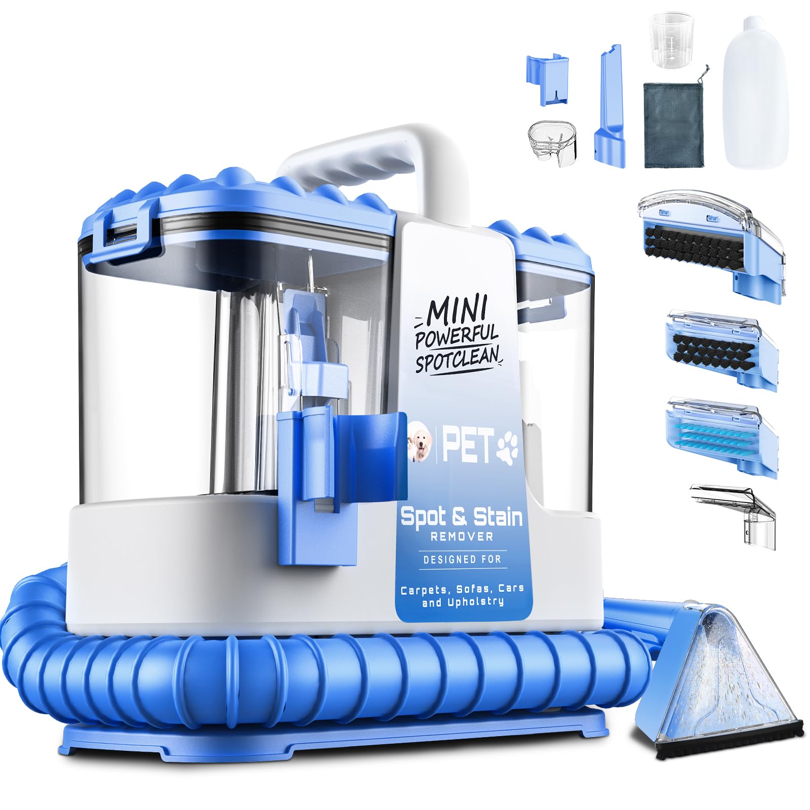 Carpet Cleaner Machine 20Kpa Powerful Suction with 5 Cleaning Tools Cleaning Solution Car Auto Detailer Lightweight Compact Design