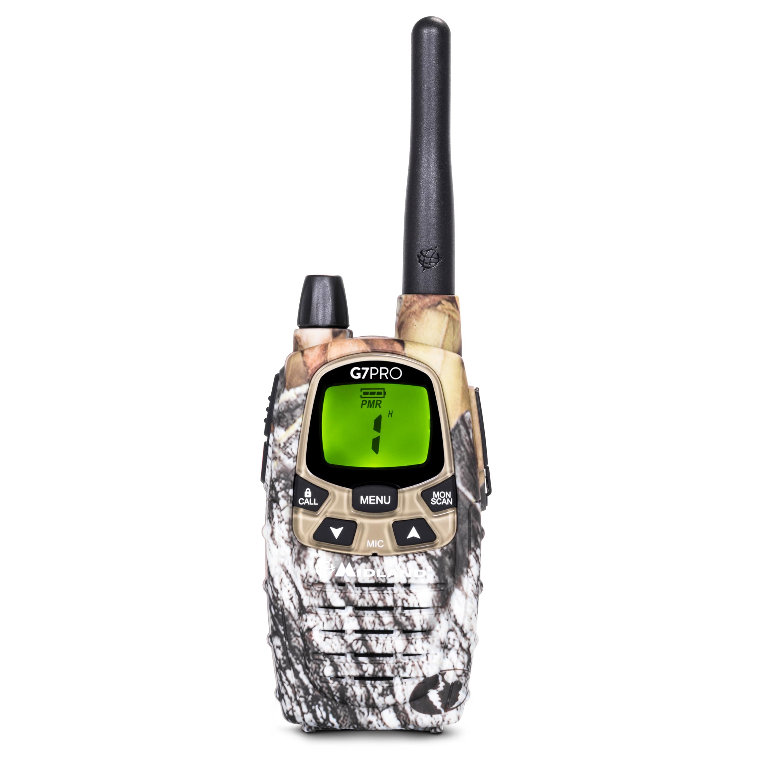 Midland, Talkie Walkie Longue Portée 10Km Professionnel G7 PRO Mimétique, Radio Récepteur Émetteur Airsoft Outdoor 85 Canaux 16 PMR446/​69LPD no Licence, Autonomie 18H 4 Piles Rechargeables Accessoires
