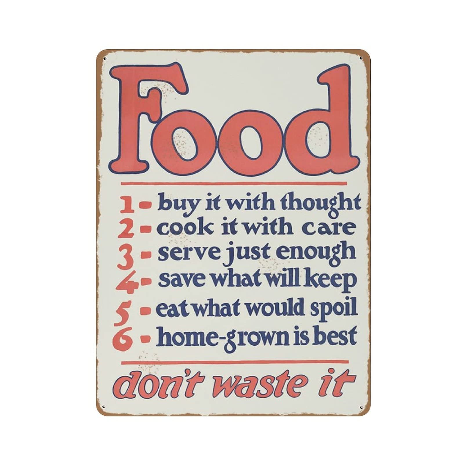 woodlogic Metal Tin Sign Food Rules Buy It with Thought Tin Sign Metal Aluminum Sign Vintage Wall Decor Retro Poster for Bars Restaurants Cafes Pubs Home Decoration 16"x12"