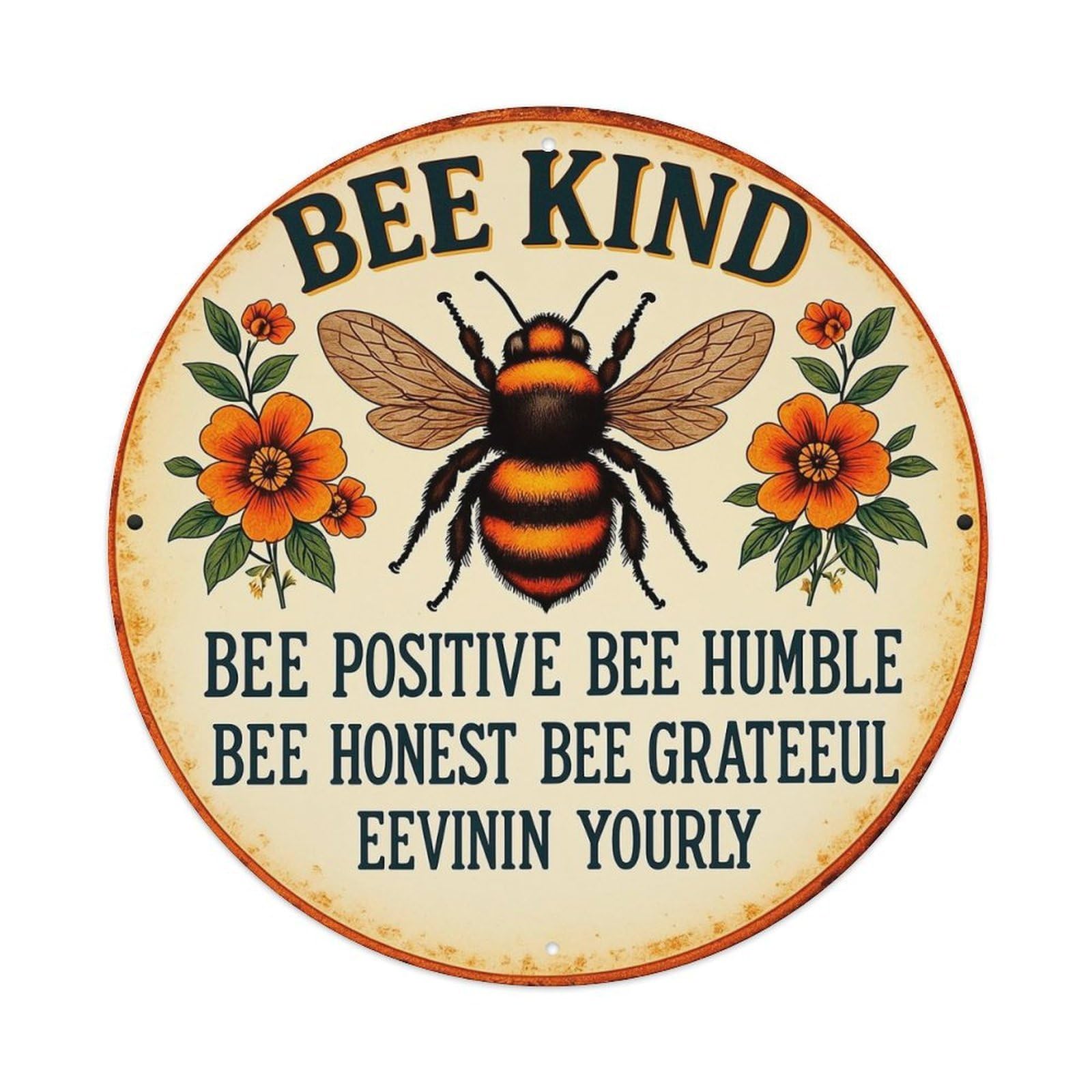 Bee Kind Positive Humble Honest Metal Tin Sign Plaque