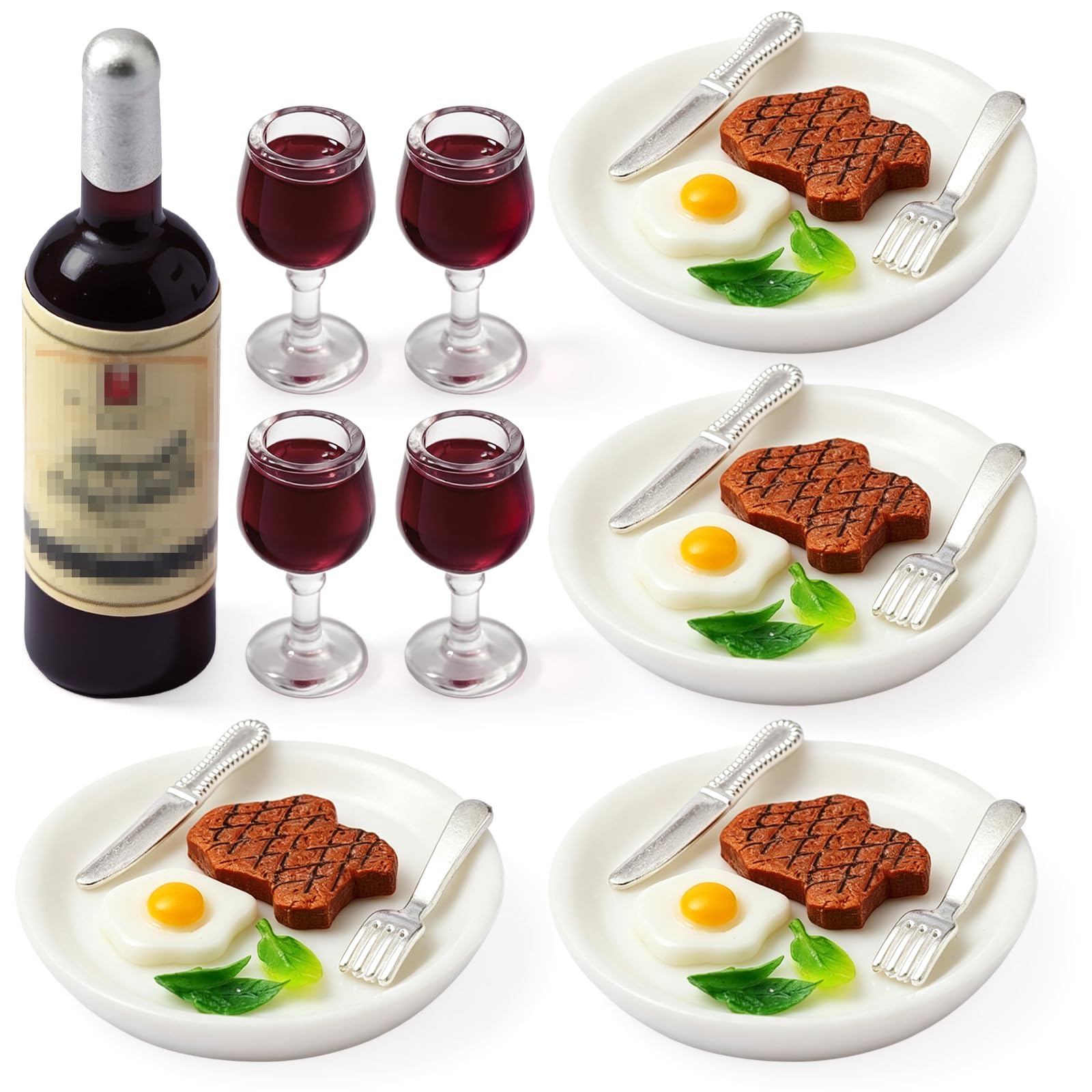 CHAMBERY 1:12 Scale Dinner Food Wine Steak Dollhouse Miniature