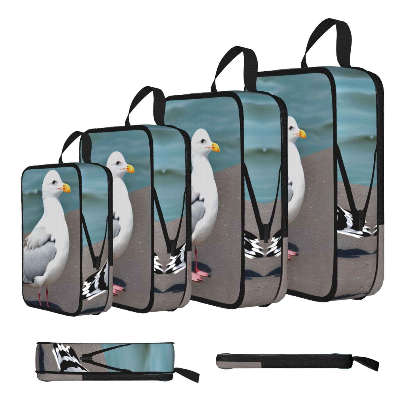 Sxzvvbn Black Cute Seagull Compression Packing Cubes 4 Piece Set
