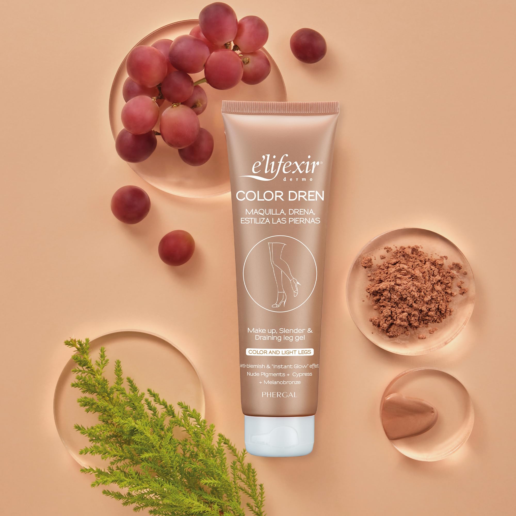 Elifexir Color Dren Maquillaje para Piernas Crema Bronceado Efecto Medias Invisibles 150ml
