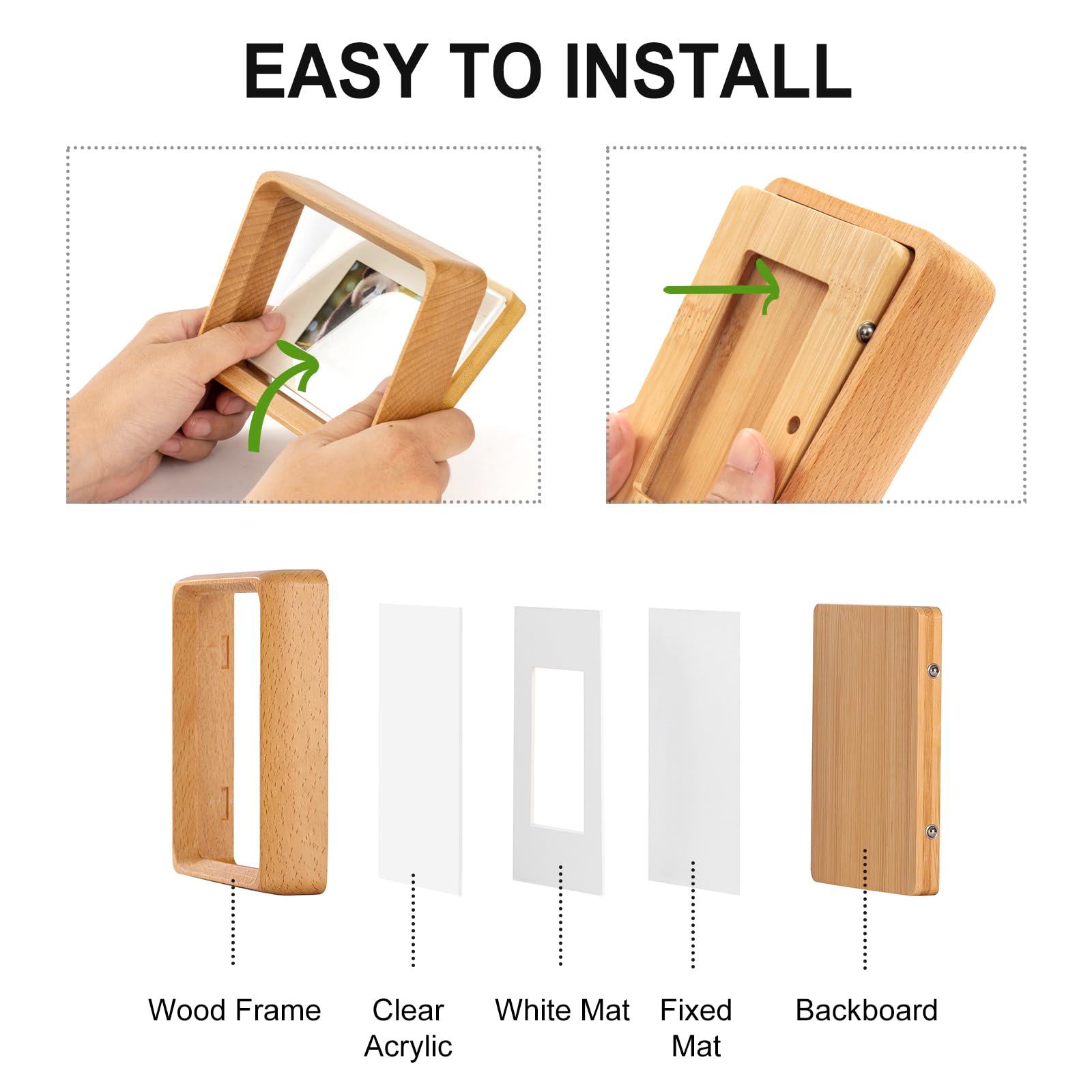 Kattepote Small Picture Frame 5x3.5 inch, Wooden Photo Frame for 127 x 90mm, with Mat to fit 5x7cm Pictures - Image 4