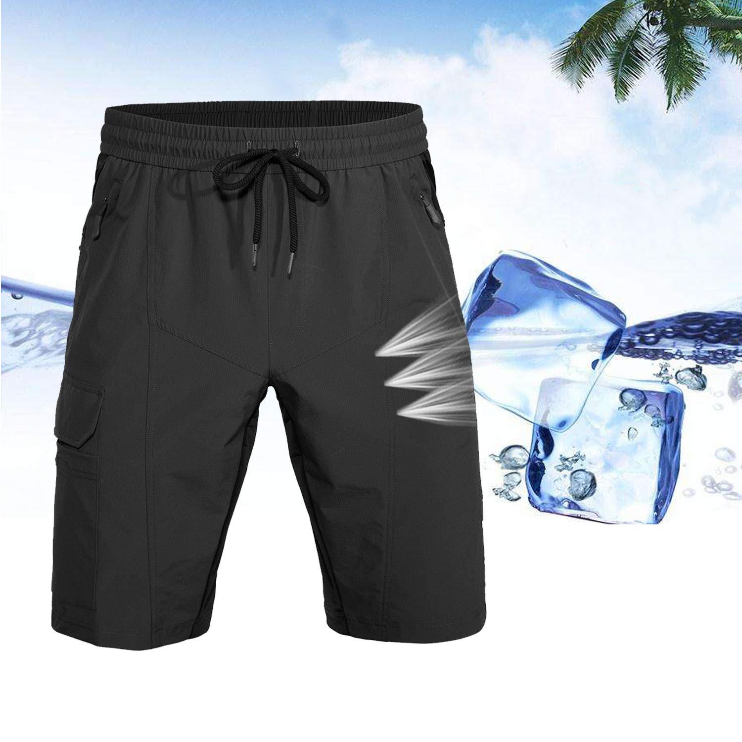 Hiauspor Herren MTB Hose Kurz Gepolstert Mountainbike Hose mit Polster Fahrradhose Herren Atmungsaktiv Radhose Outdoor Schnelltrocknend Radlerhose