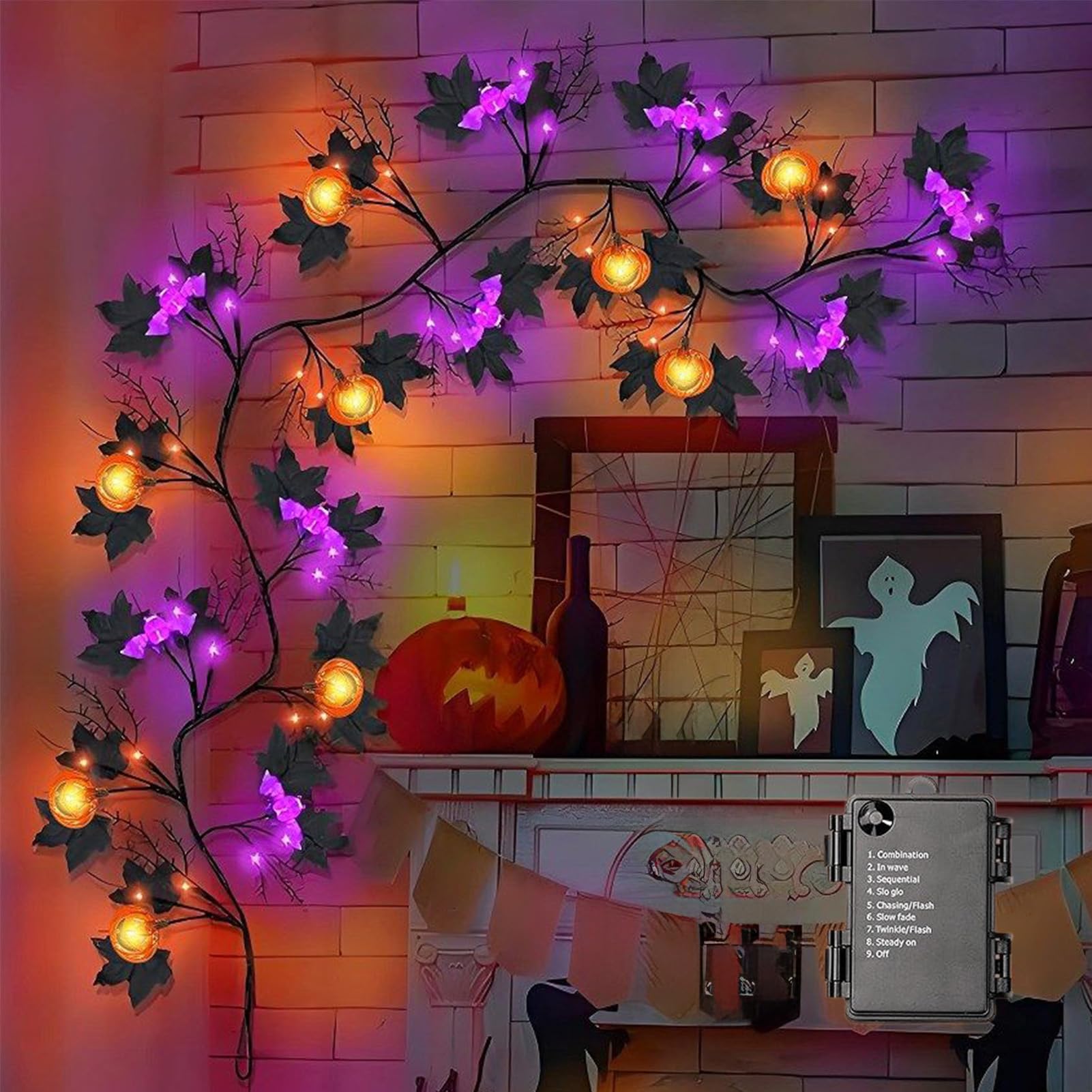 Lampki sznurkowe Halloween Dekoracyjne girlandy wodoodporne z 8 trybami