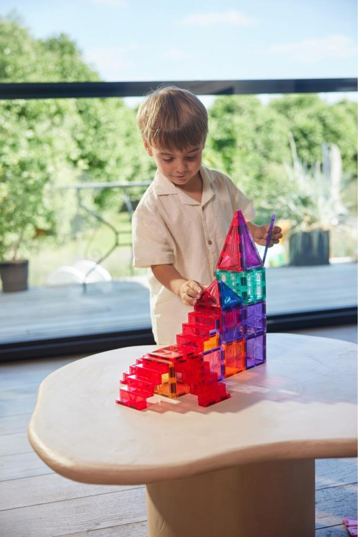 Cleverclixx Stair Set Bright Colours, 34 Pieces, Durable Magnetic Toy, Magnetic Building Blocks, Expandable Sets for Children from 3 Years