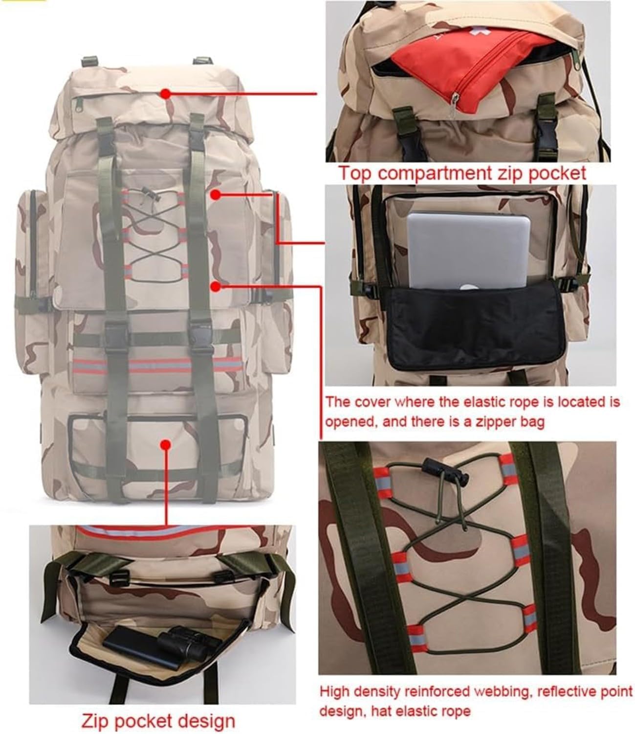 Zaino Da Viaggio Zaino Da 130 Litri, Zaino Da Trekking, Traspirante Leggero Impermeabile Zaino Grande Alpinismo Trekking Campeggio Viaggio Escursionismo Zaino Da Campeggio Borsa