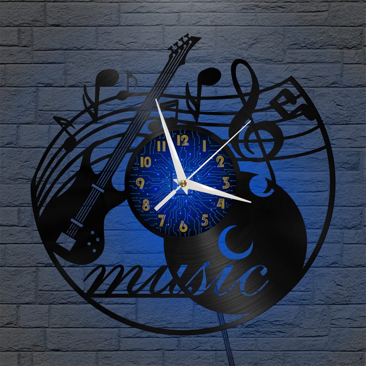 Amazon.co.jp: VCSJP ギター音楽を演奏するビニール製壁掛け時計、電池