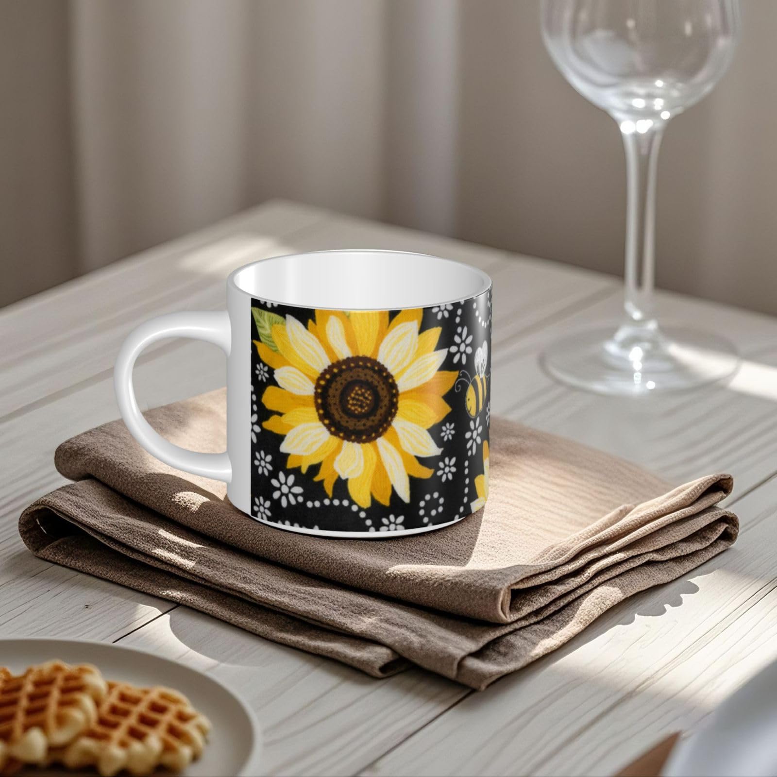 Pszczoły słonecznikowe drukowane kubki ceramiczne o dużej pojemności kubek do kawy
