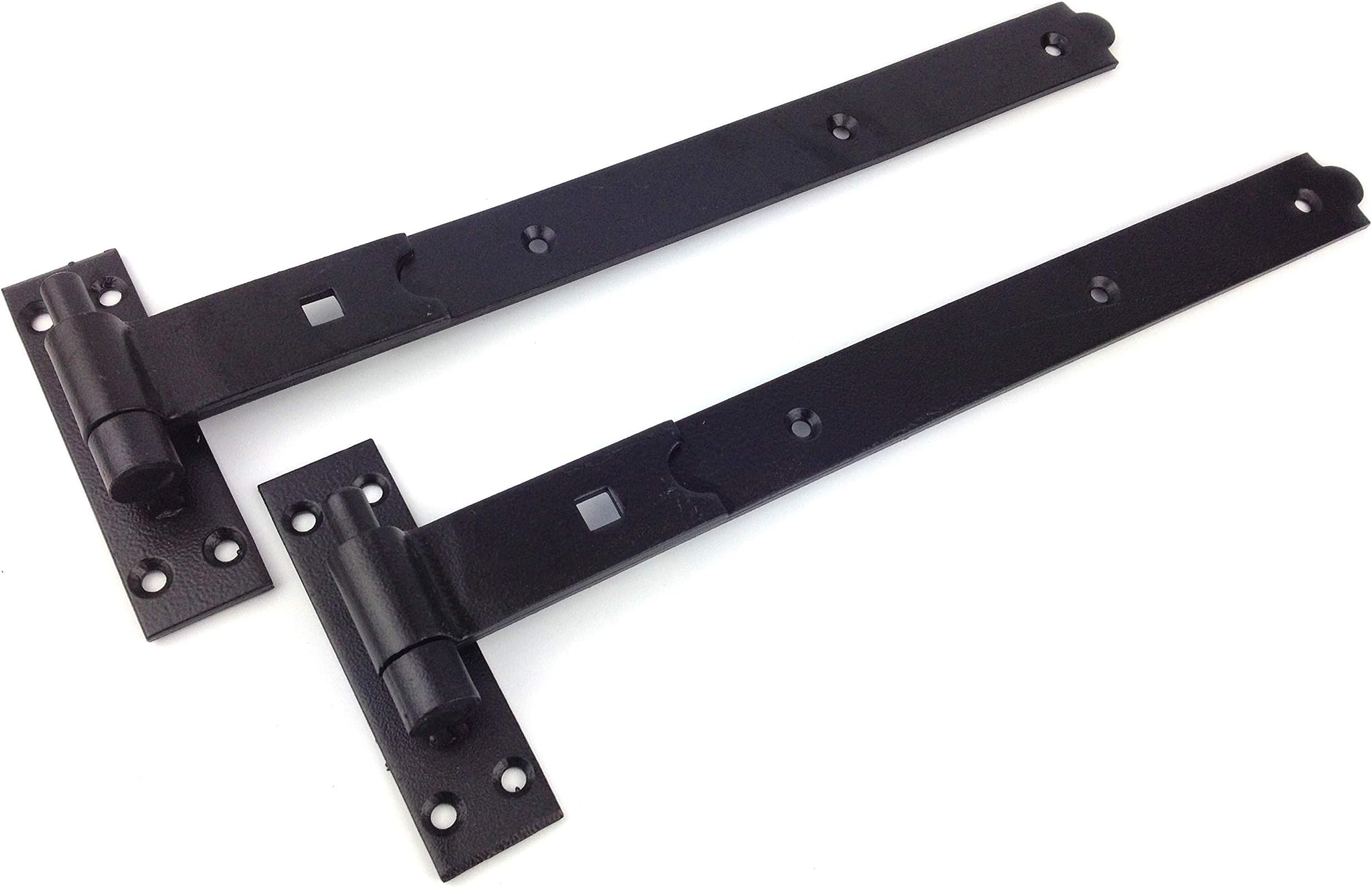 wyre directGate Hinges Straight 400mm 16" Pair Black Heavy Duty Hook And Band Hinge