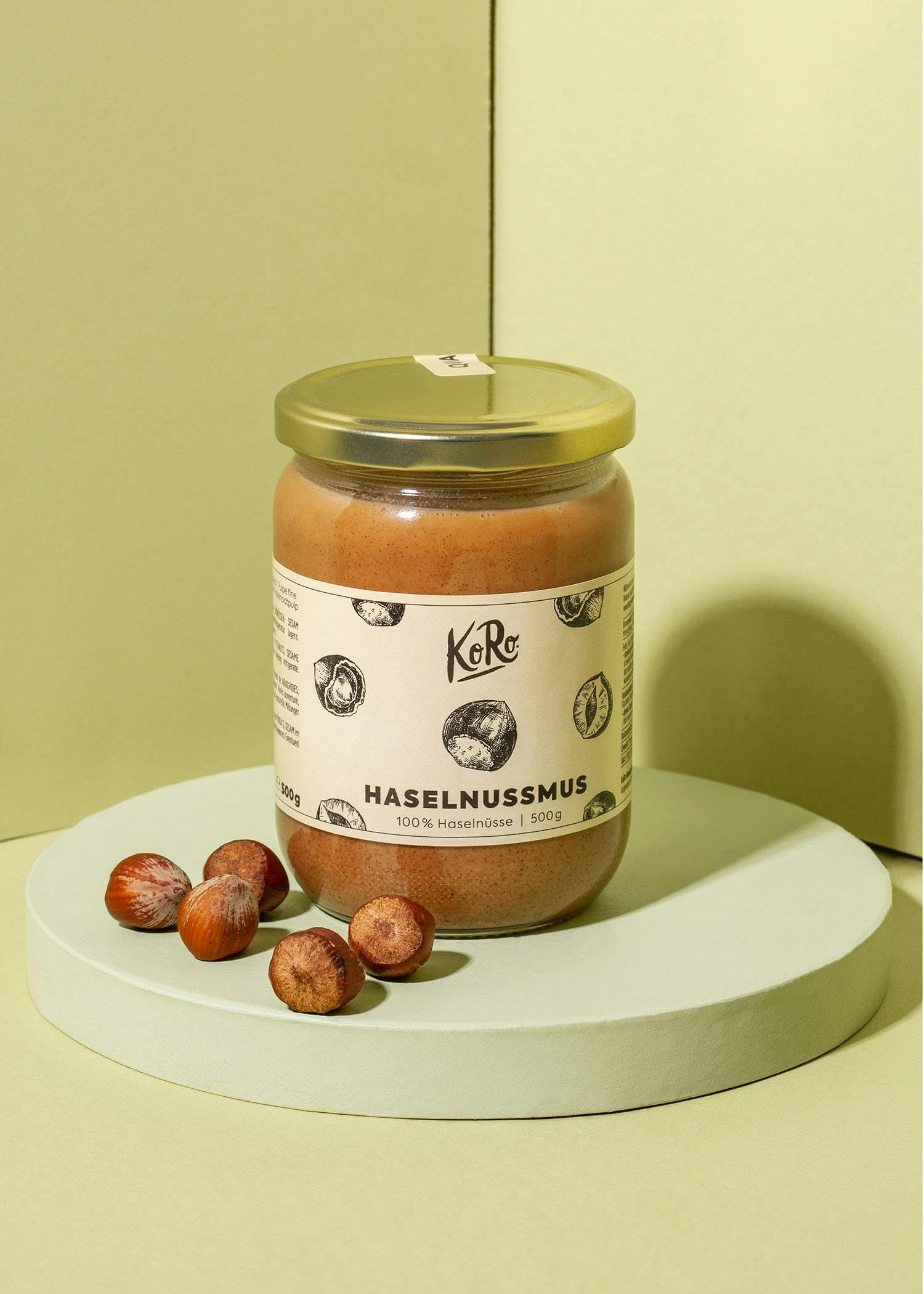 KoRo - Crema di nocciole 2 x 500 g - 100% nocciole - senza zuccheri - vegan - per dolci e gelati - senza olio di palma