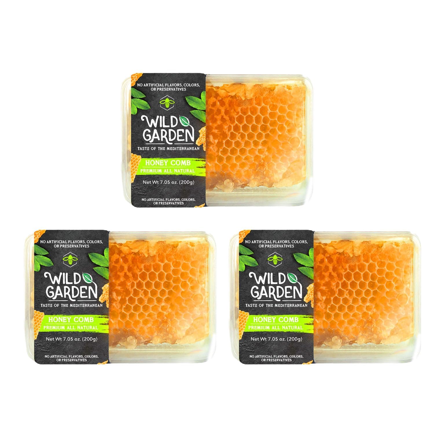 Wild Garden 100% Pure Bee Honeycomb 7.05 Oz - No Additives, No Preservatives, Fresh From The Farm! 7.05 oz Pack of 36 - Perfect for Toast & Tea - Health-Conscious Treat