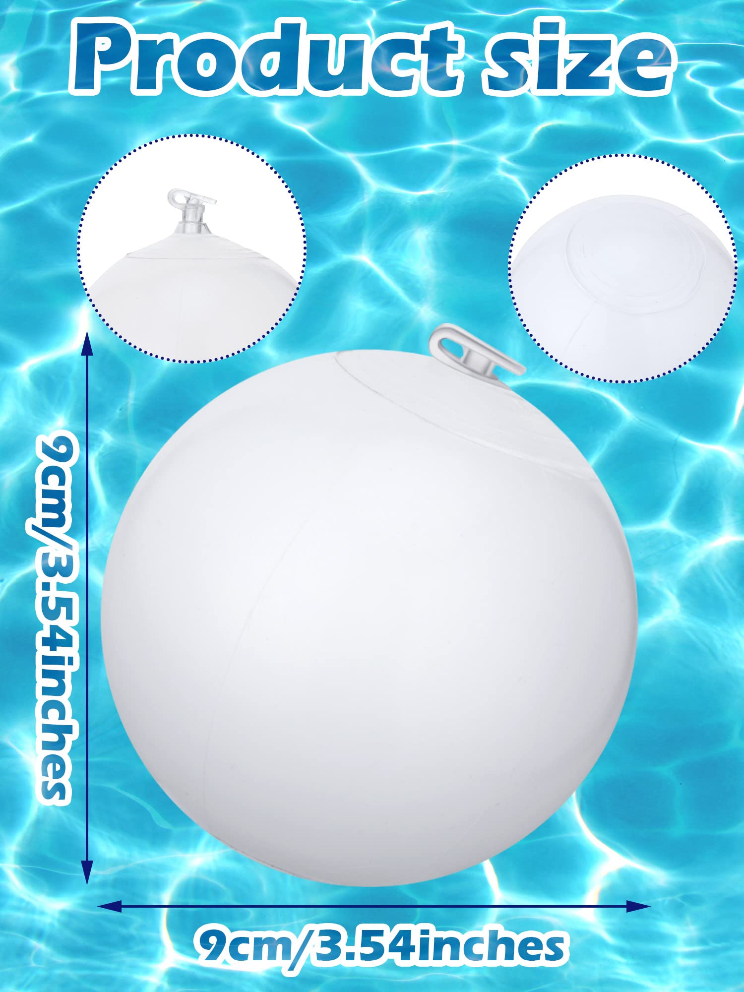 12 bolas de playa blancas a granel de 3.5 pulgadas mini inflables para el océano bajo el mar, decoraciones de fiesta de verano, juguetes de piscina, suministros de fiesta 2