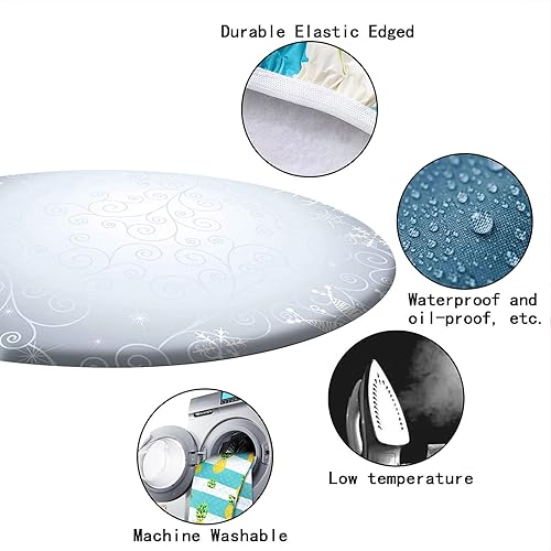 Miniatura 9 de Mantel redondo ajustable con borde elástico, patrón degradado, adecuado para catering y cocina, se puede limpiar para mesa redonda de comedor, color