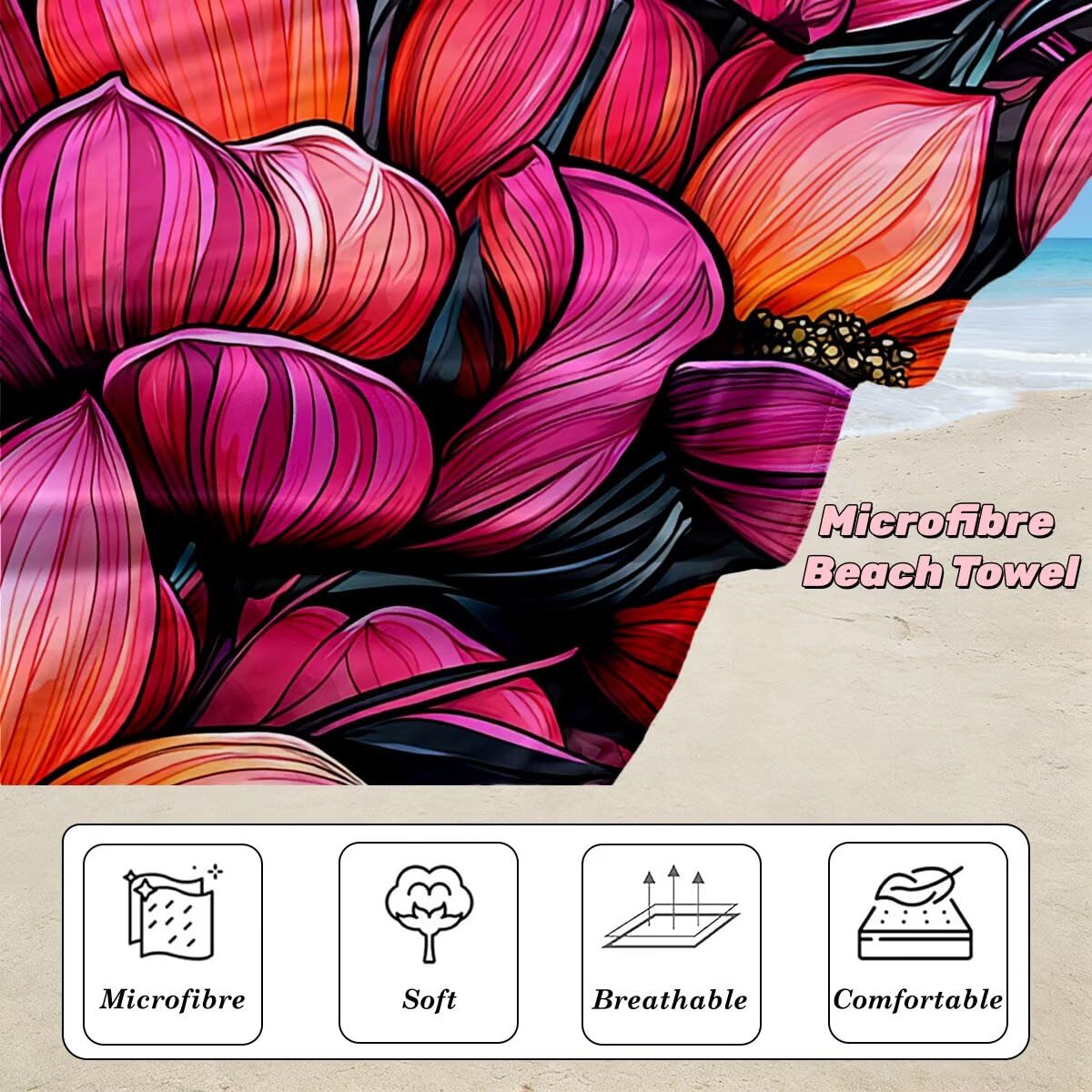 Toalla Playa 100x200 cm, Toalla Gimnasio Microfibra Secado Rapido, Juego de 2 Antiarena Toallas de Playa, Ligera Compacta Toallas Microfibra Grande para Viaje, Regalo Hombre Mujer (Papaya) -5021