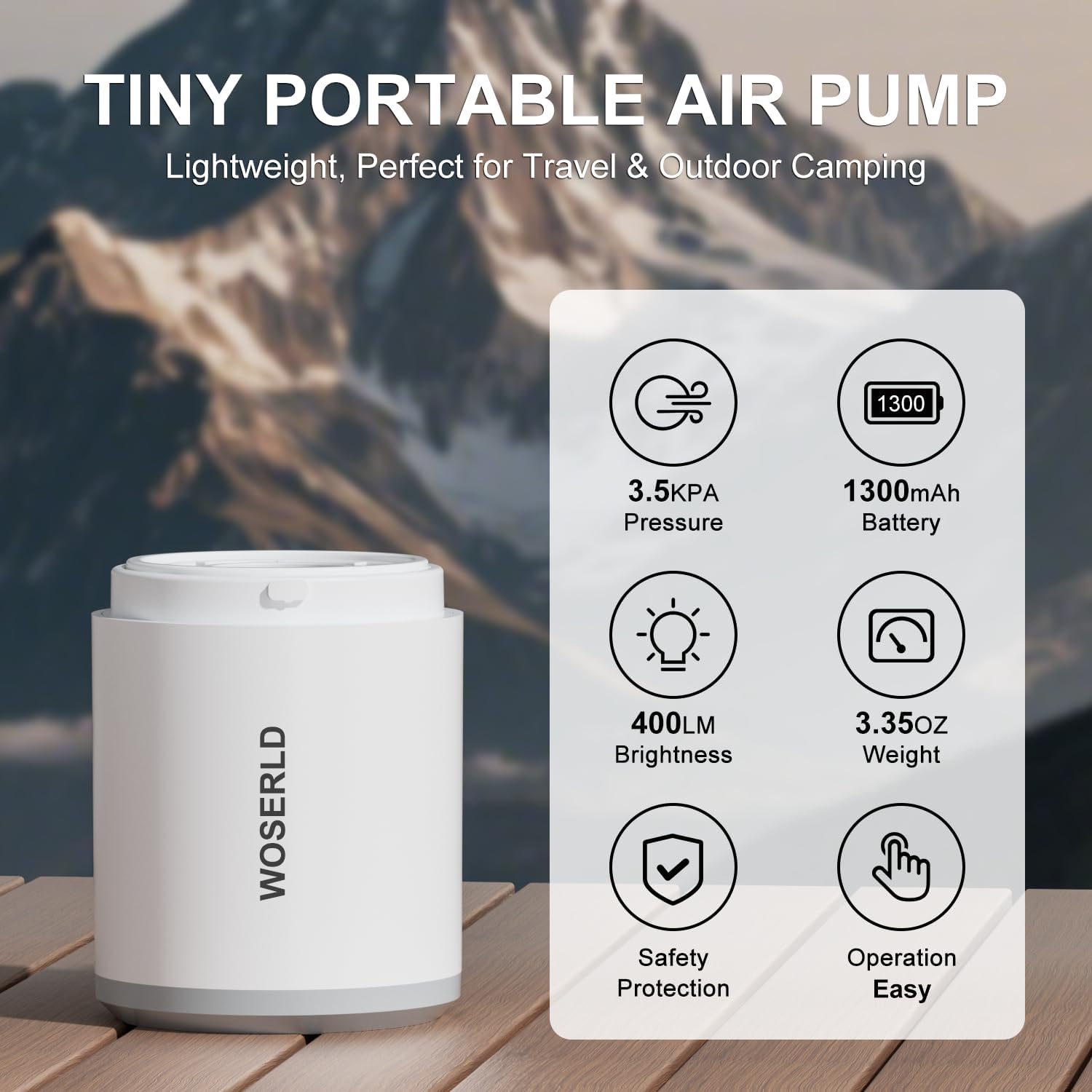 Air Pump for Inflatables, Ultra-Mini Portable Air Pump 1400mAh Battery & Camping Light Small Electric Air Pump Inflator Deflate for Air Mattress, Vacuum Storage Bags, Pool Floats - Image 2