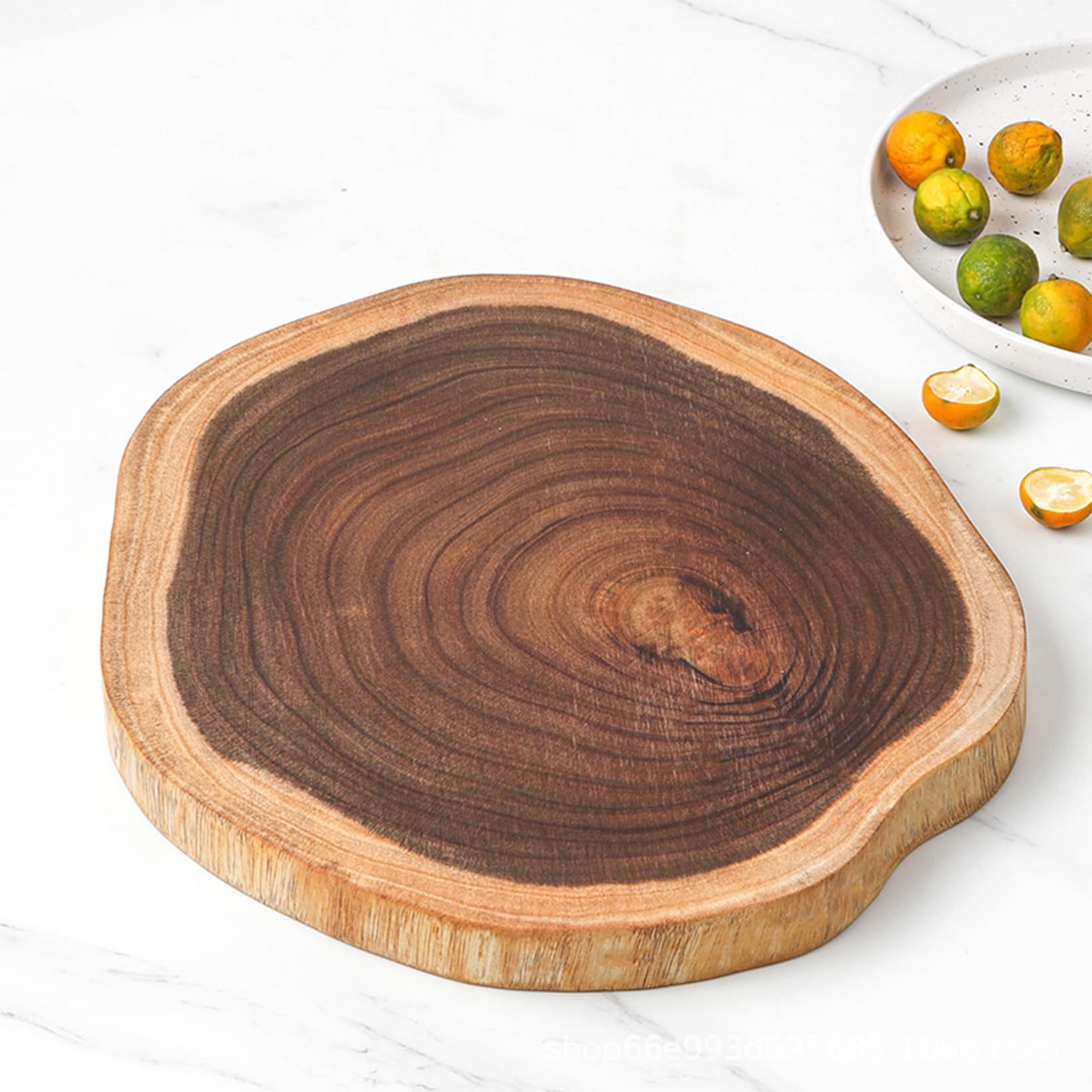 Tagliere Rotondo Rustico Fatto a Mano, Squisito Tagliere per Formaggi in Legno di Acacia Senza giunzioni, Tagliere Rotondo Reversibile per salumi con scanalatura per Il s,Brown-M