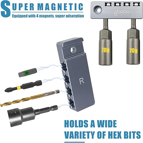 Miniatura 2 de Brocas hexagonales de aluminio de fácil acceso de 14 pulgadas soportes magnéticos para cabezal de impacto inalámbrico Makita 18V LXT organizador de