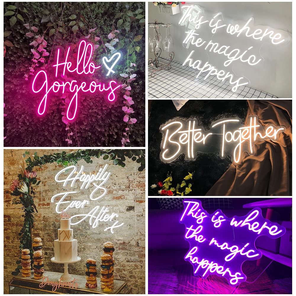 Lumineuses Enseignes au Néon LED Personnalisé, Signe De Lumiére De Nuit pour la Décoration Murale Bar Boutique Fête Mariage Cadeau Danniversaire