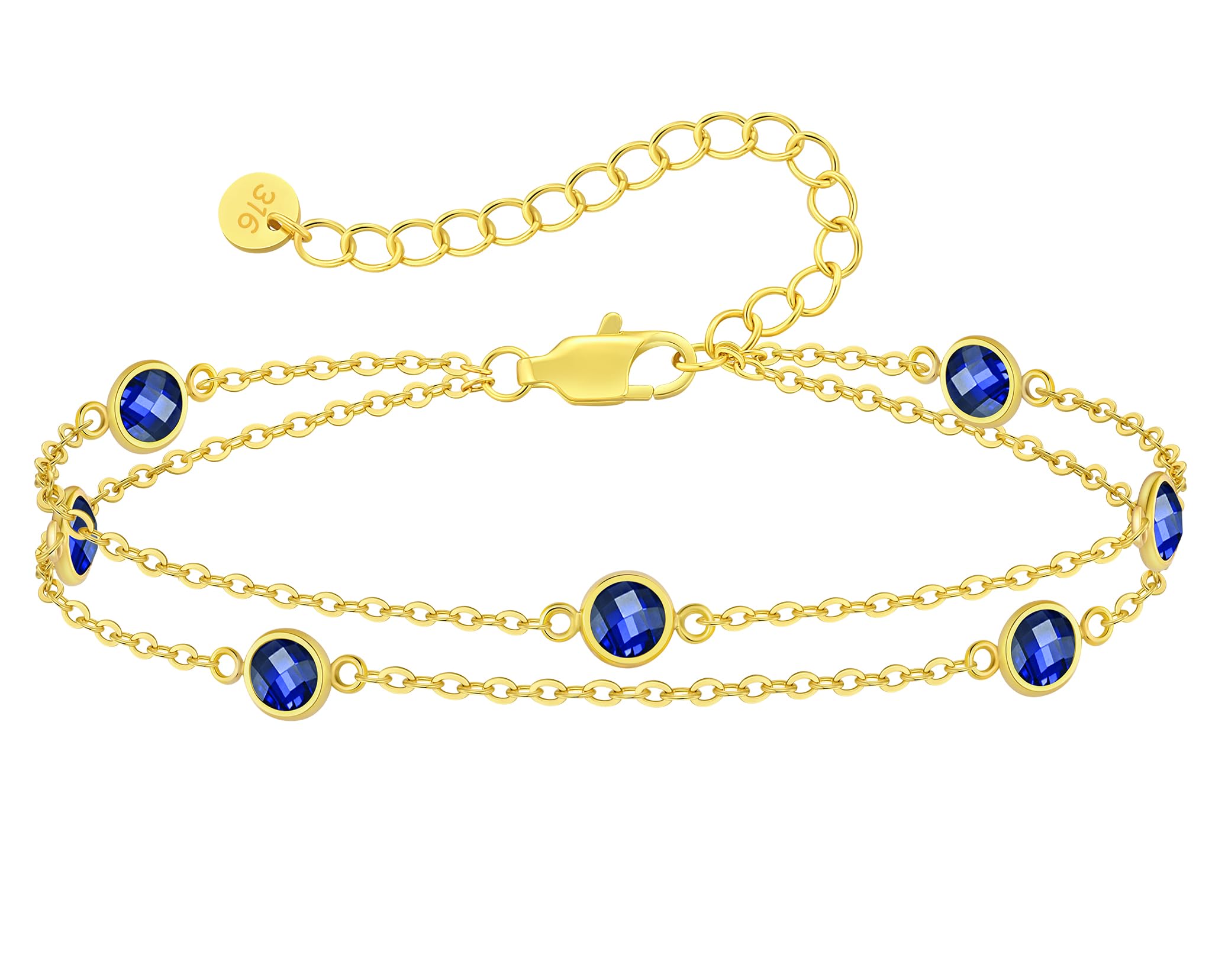LOUISA SECRET Doppelkette Armband Damen 925 Sterling Silber Schmuck Gold | Armbänder Verstellbar Valentinstag Muttertag Geburtstags Weihnachten Geschenk für Sie Frauen Freundin mama