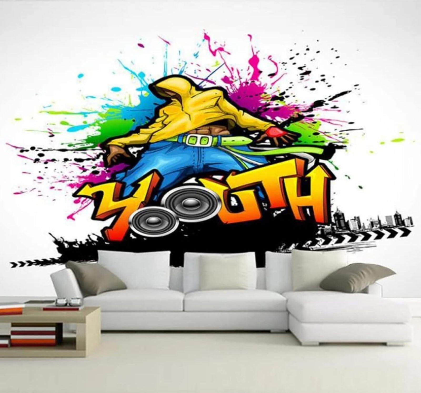XLMING Colourful Music Dance Doodle Art 3D Wallpaper Luxury Home Dining Decor Paste Sofa Living Room The Wall for Bedroom Mural-250cm×170cm