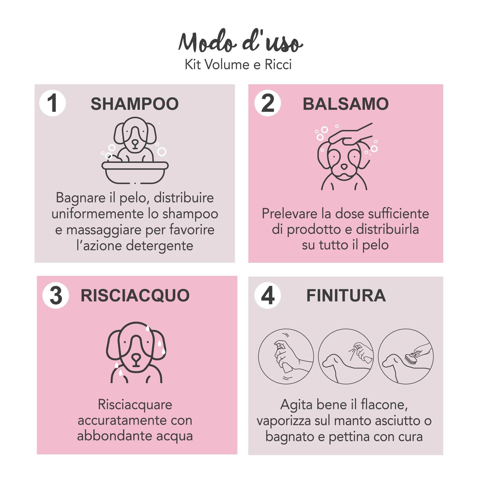 YUUP! - KIT VOLUME E RICCI | Shampoo volumizzante, Maschera volumizzante e Scioglinodi lucidante, kit per cani e gatti con manti lunghi e voluminosi