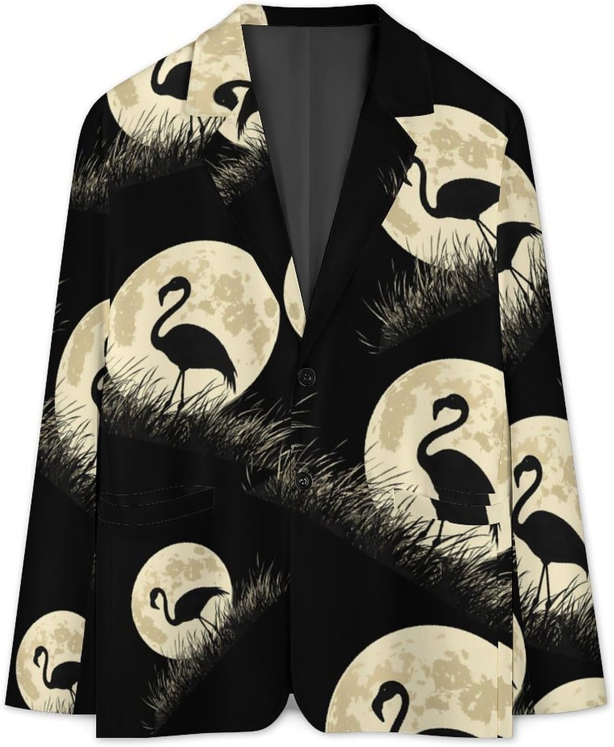 Flamingoes Meadow Full Moon Suits Blazer for Men Two Buttons Business Jacket Coat Wedding Dinner Party