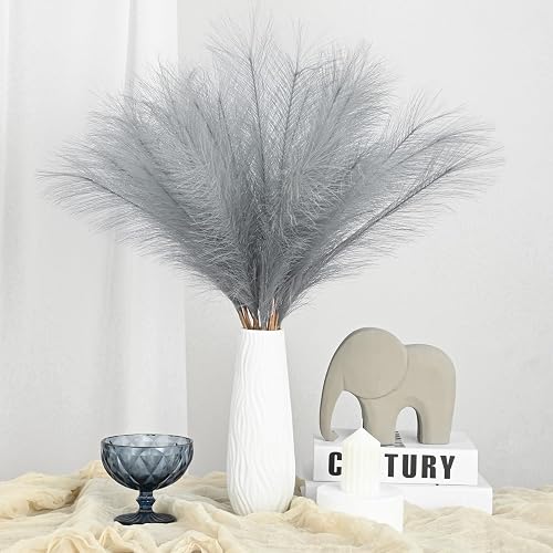 U-LIAN 36PCS Grey Faux Pampas Grass 21.7 Inch, Small Artificial Pampas Grass Decor for Vase, Fake Fluffy Floral, Artificial Dried Flowers, Dry Plant Home Wedding Boho Decor