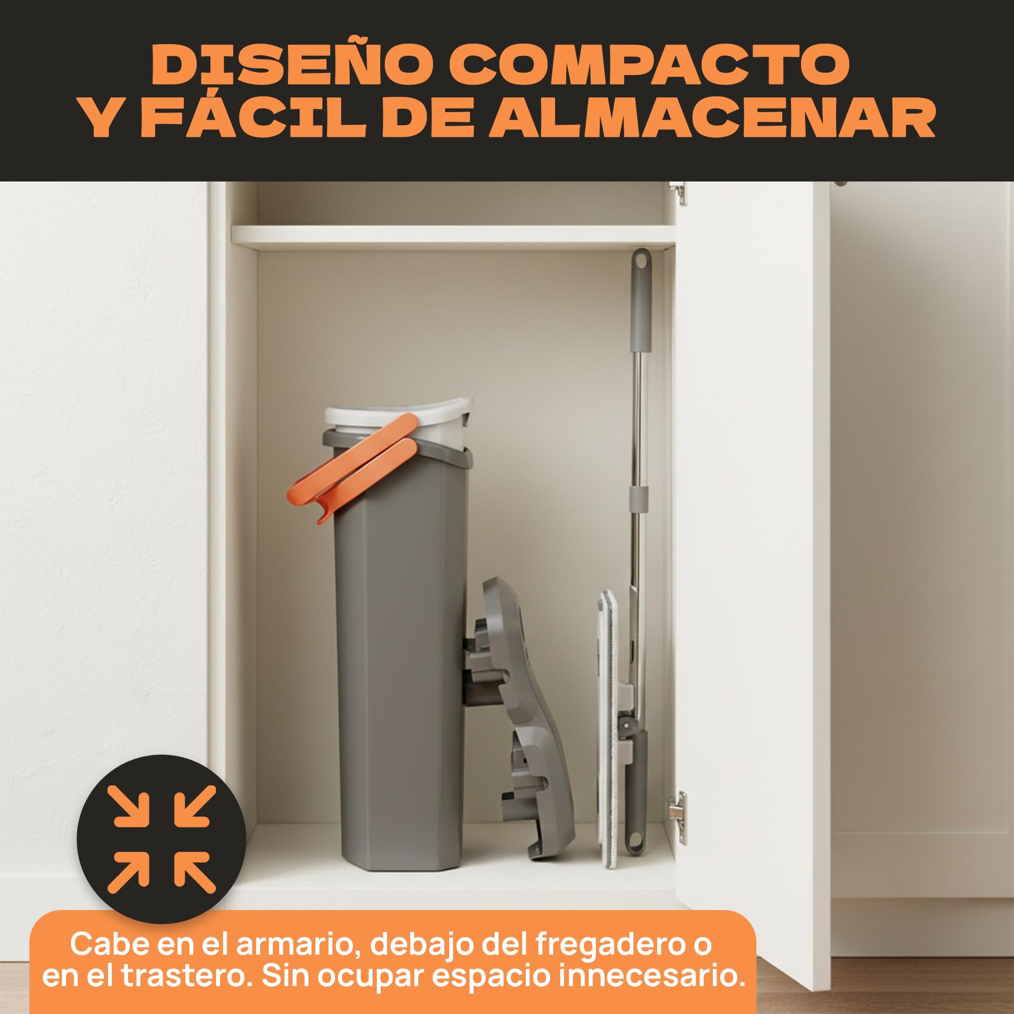 Mopa Fregona con Cubo Escurridor Doble, Sistema Separado de Agua Limpia y Sucia, Cubos Desmontables, 2 Mopas Microfibra, Fregona Plana para Todo Tipo de Suelos