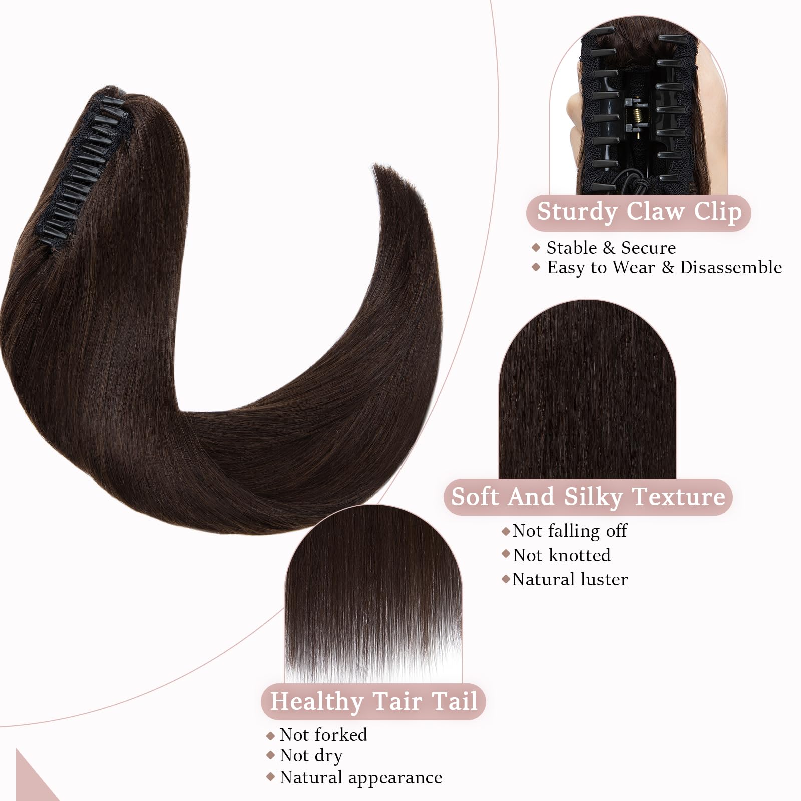 SEGOHAIR Claw Clip Ponytail Hair Extensions Human Hair - Image 3
