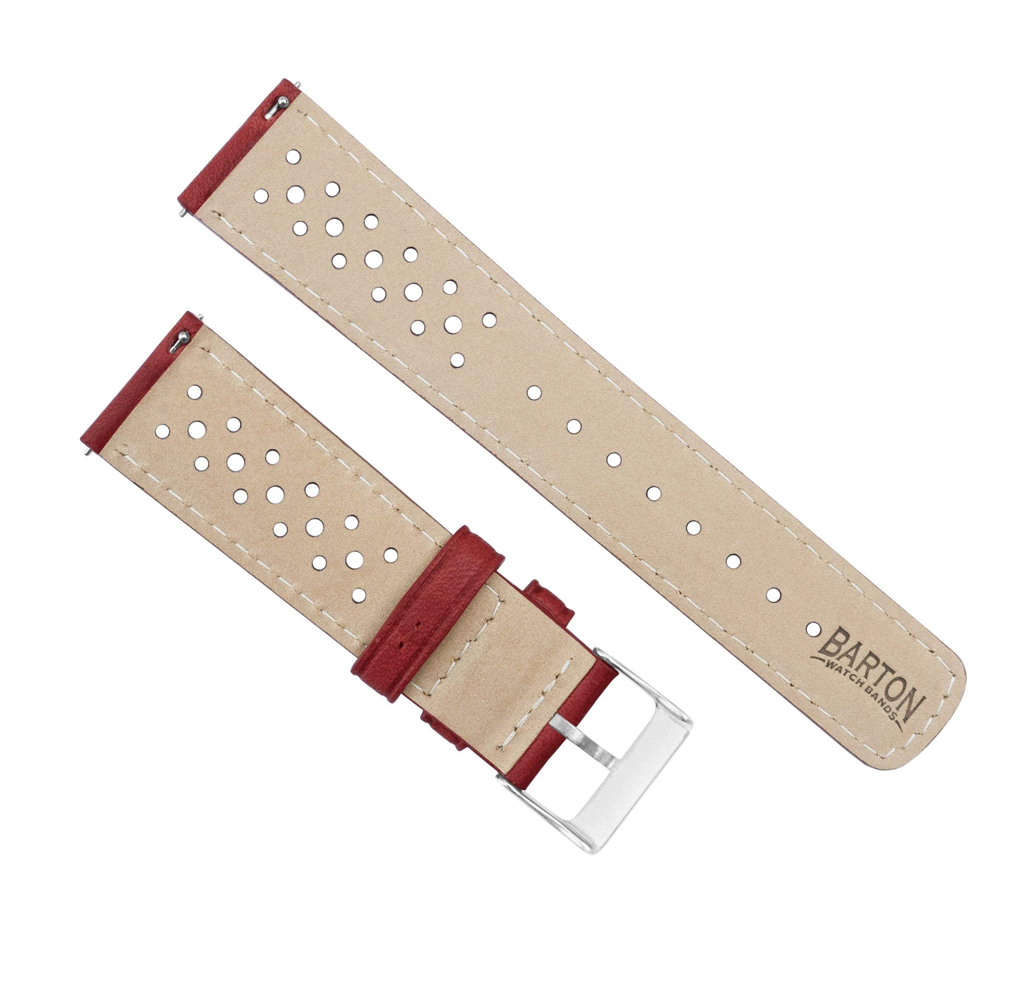 Barton Racing & Rally Horween Leather Straps with Integrated Quick Release Spring Bars - Standard Length fits Wrists 5" to 8"-18mm, 19mm, 20mm, 21mm, 22mm, 23mm & 24mm Watch Bands - Choose Strap Color & Width - 5