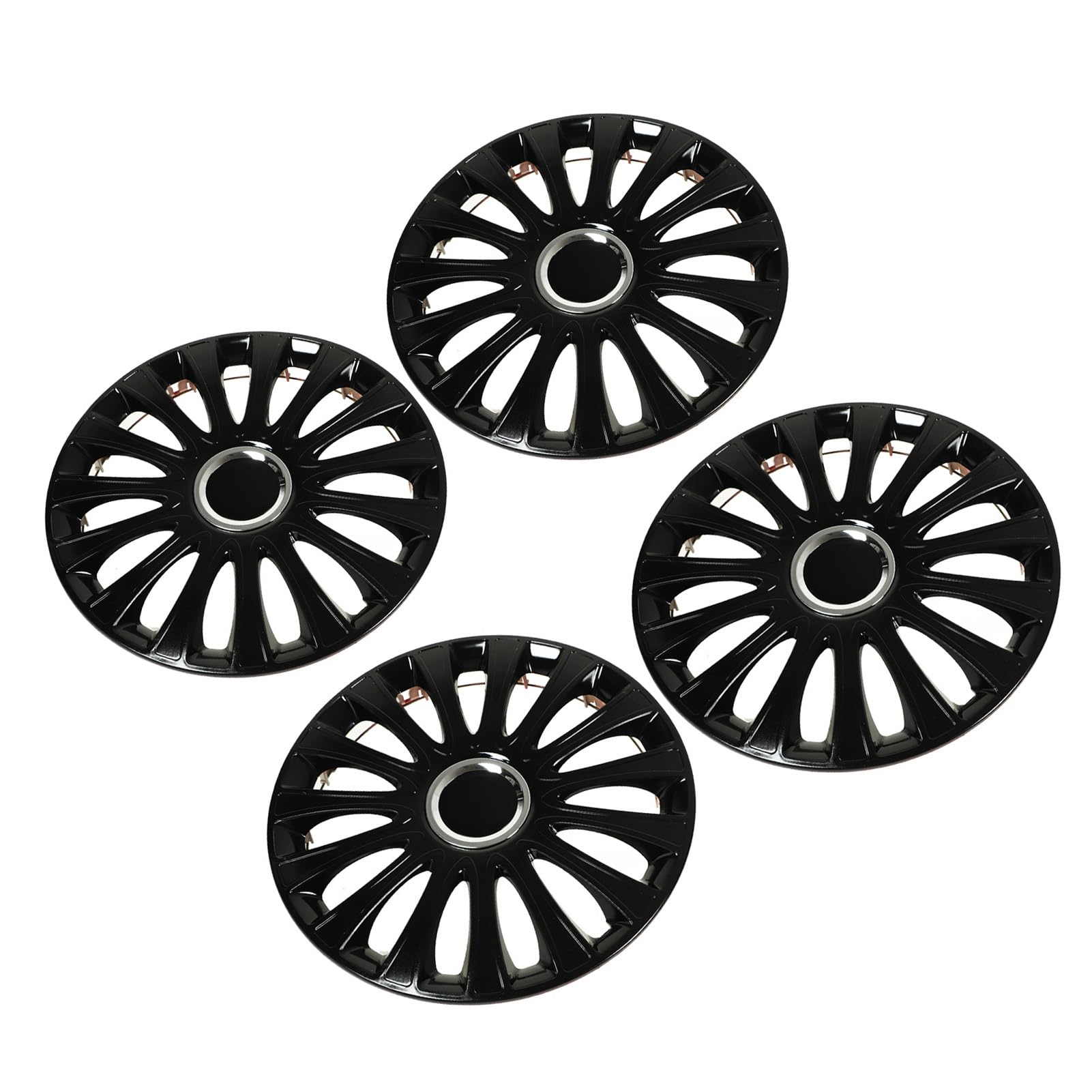 Bediffer Coprimozzo Ruota Nero Lucido da 15 Pollici, 4 Pezzi, Resistente, Design Aerodinamico, per, V40,