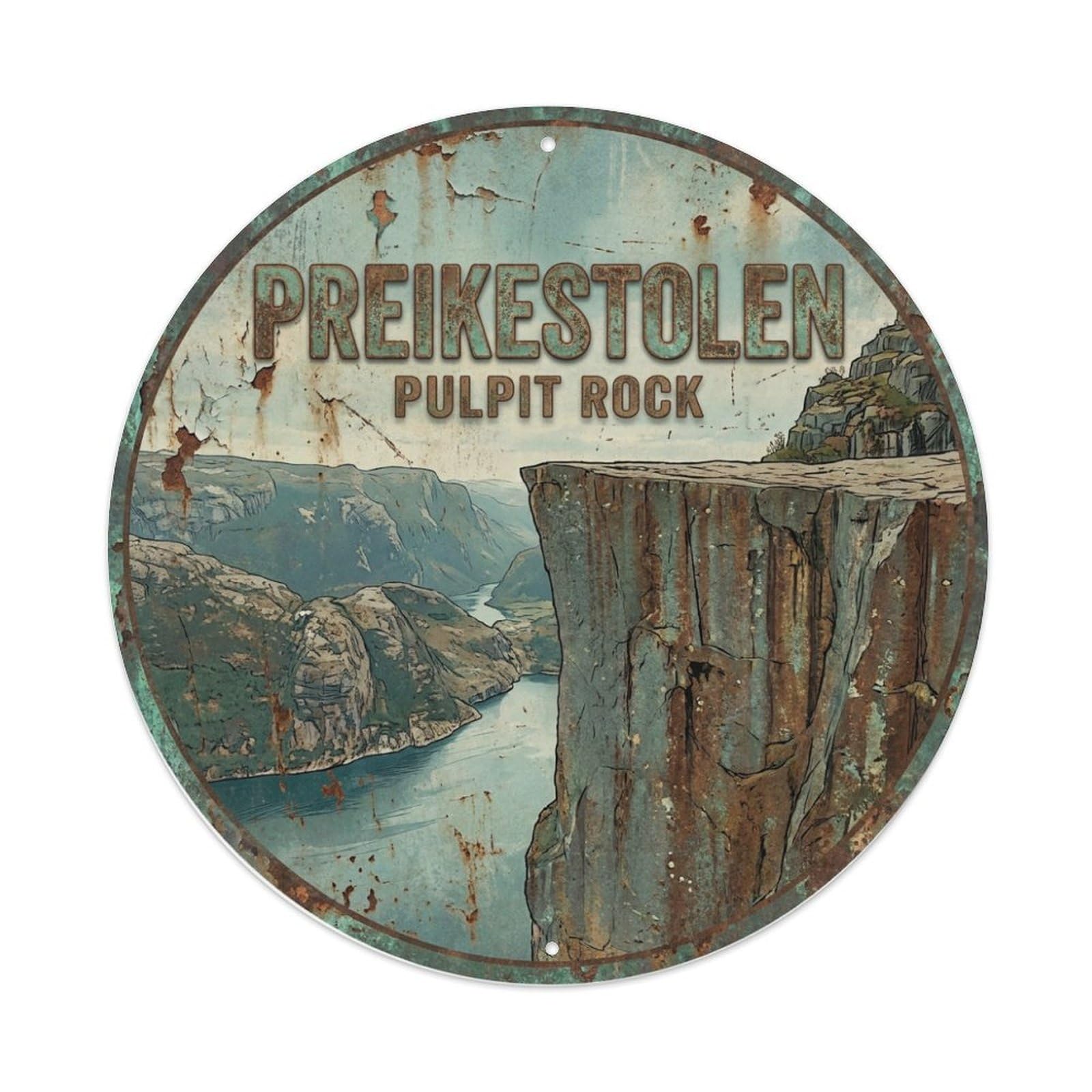 Metal Tin Sign Vintage Travel Norway Preikestolen