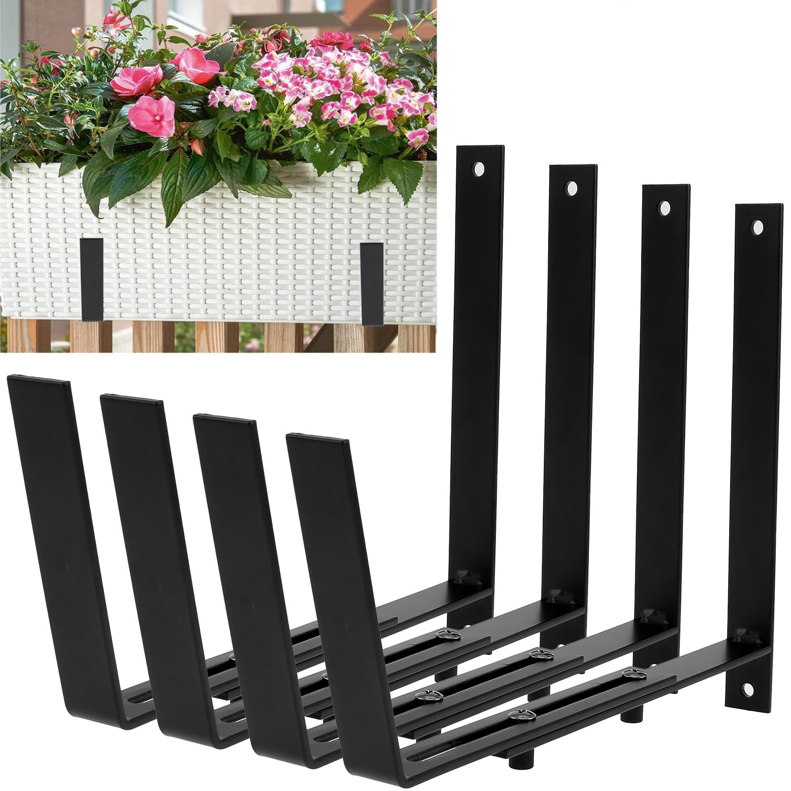 Supports de jardinière en fer robuste haut de gamme pour fixation murale et balustrade