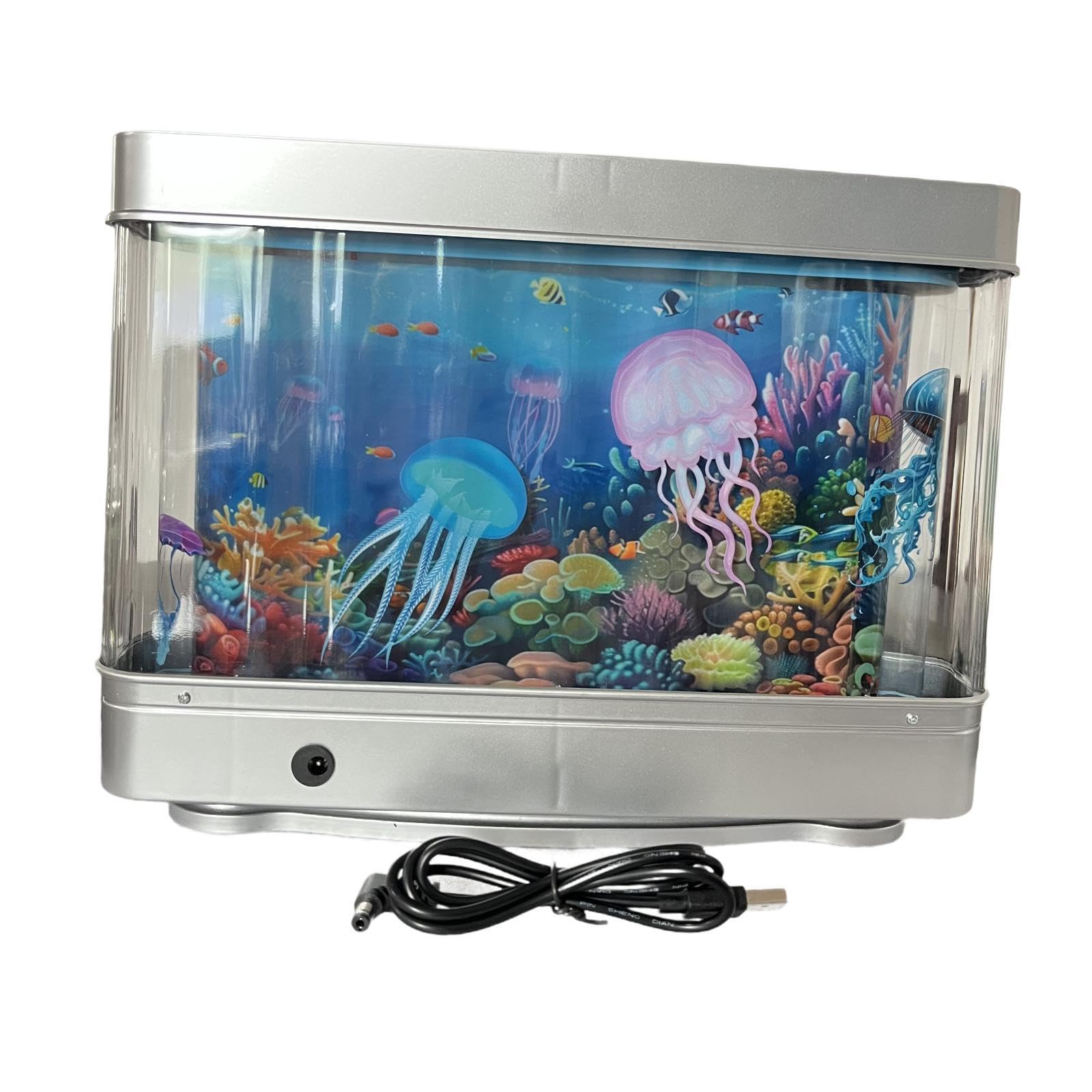 Mophrati Jellyfish Desktop Ornament Night Light Living Room Artificial Fish Tank Night Light Enhancing Vibrancy Creating Beautiful Ambiance Artificial Fish Tank Ambient, 30X7x23cm
