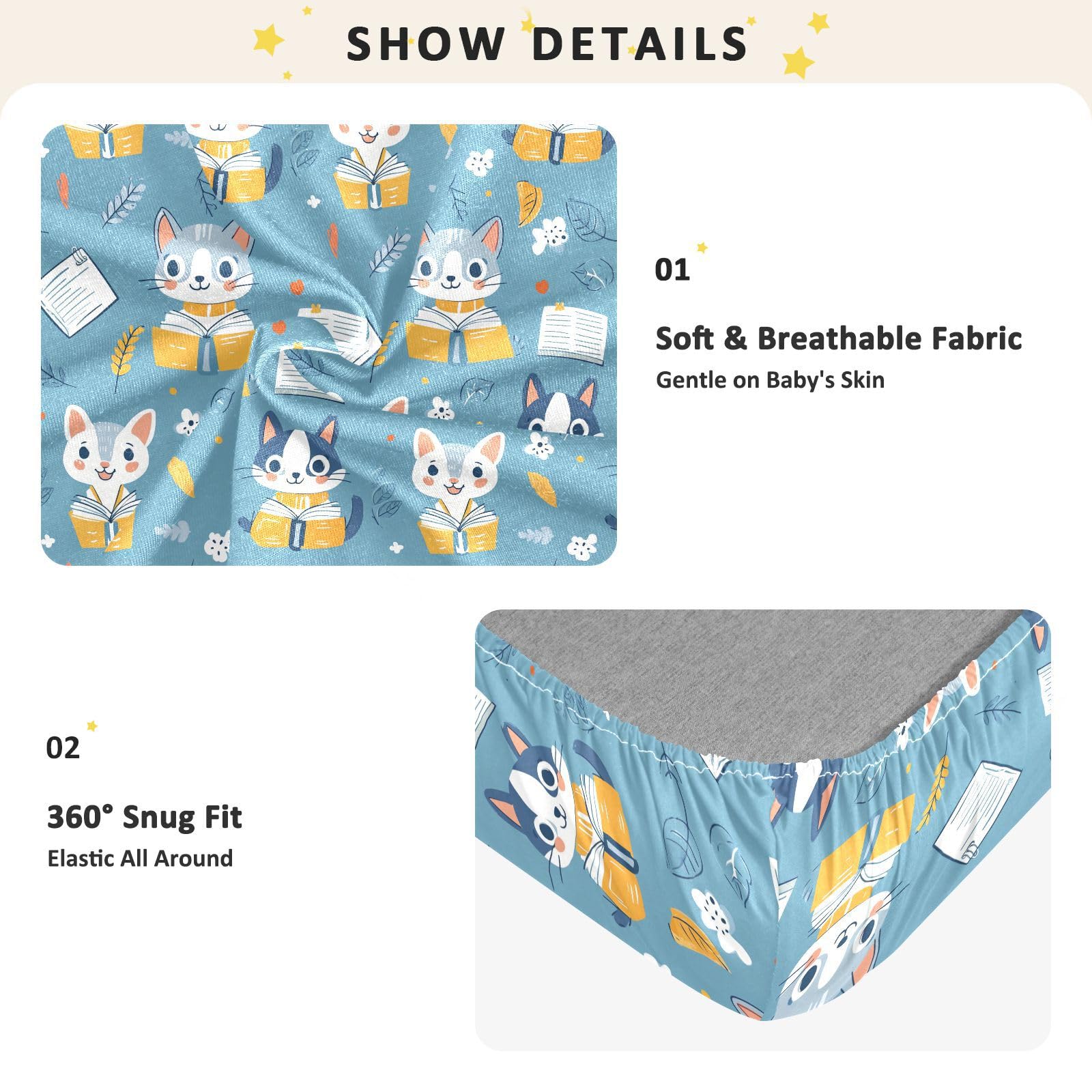 Sábanas de algodón para cuna de bebé con diseño de dibujos animados, cómoda y transpirable, de muselina para decoración de guardería, 1 paquete de sabanas para cuna